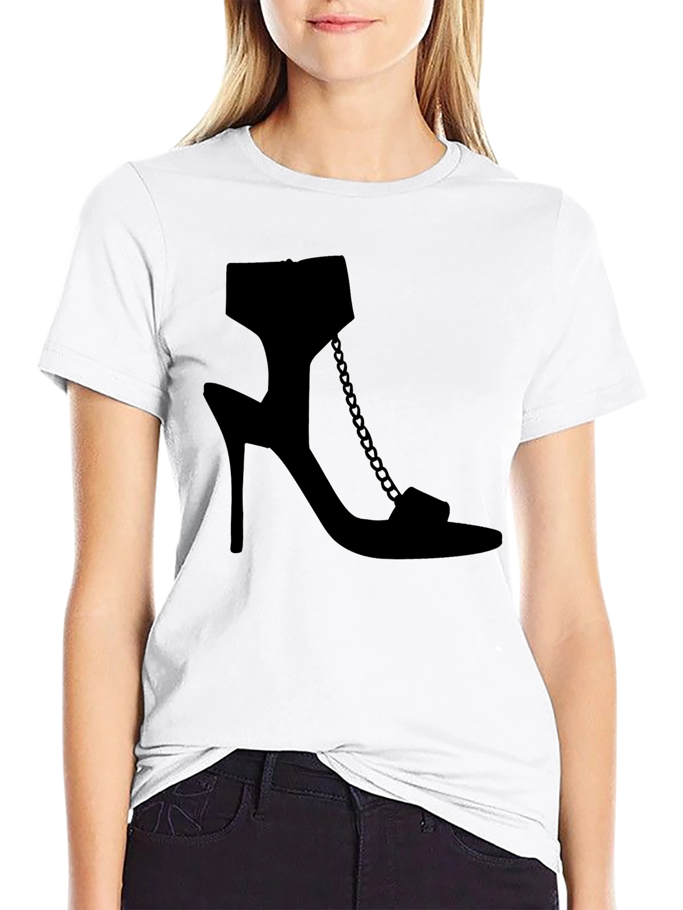 Heel Shoe Graphic Tee - Sleek Black Print T-Shirt