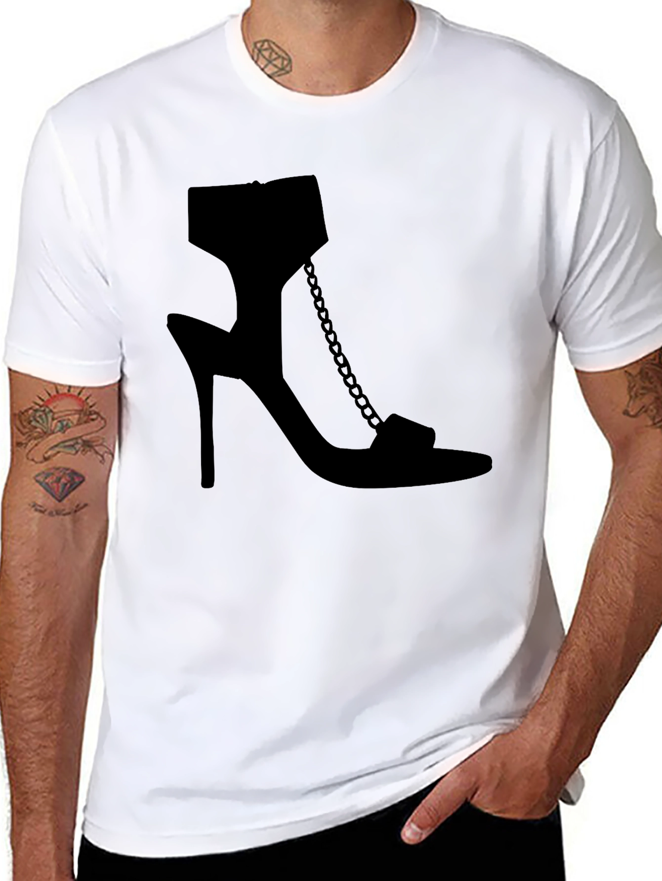Heel Shoe Graphic Tee - Sleek Black Print T-Shirt