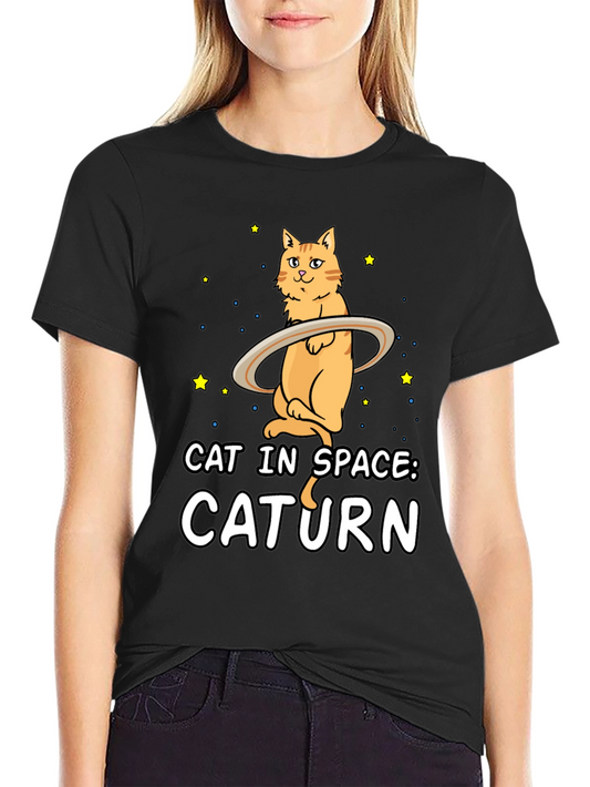 Caturn T-Shirt: Cat in Space Funny Graphic Tee