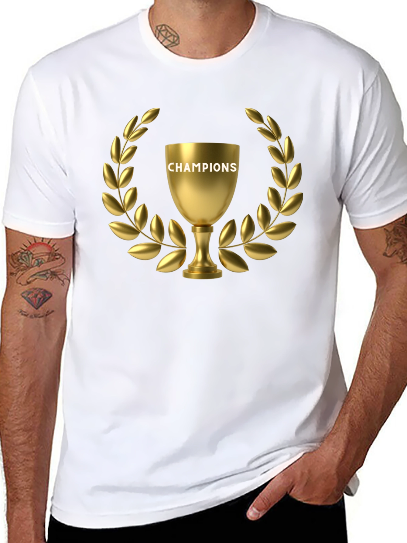 Champions Trophy Graphic Tee - Black Cotton T-Shirt