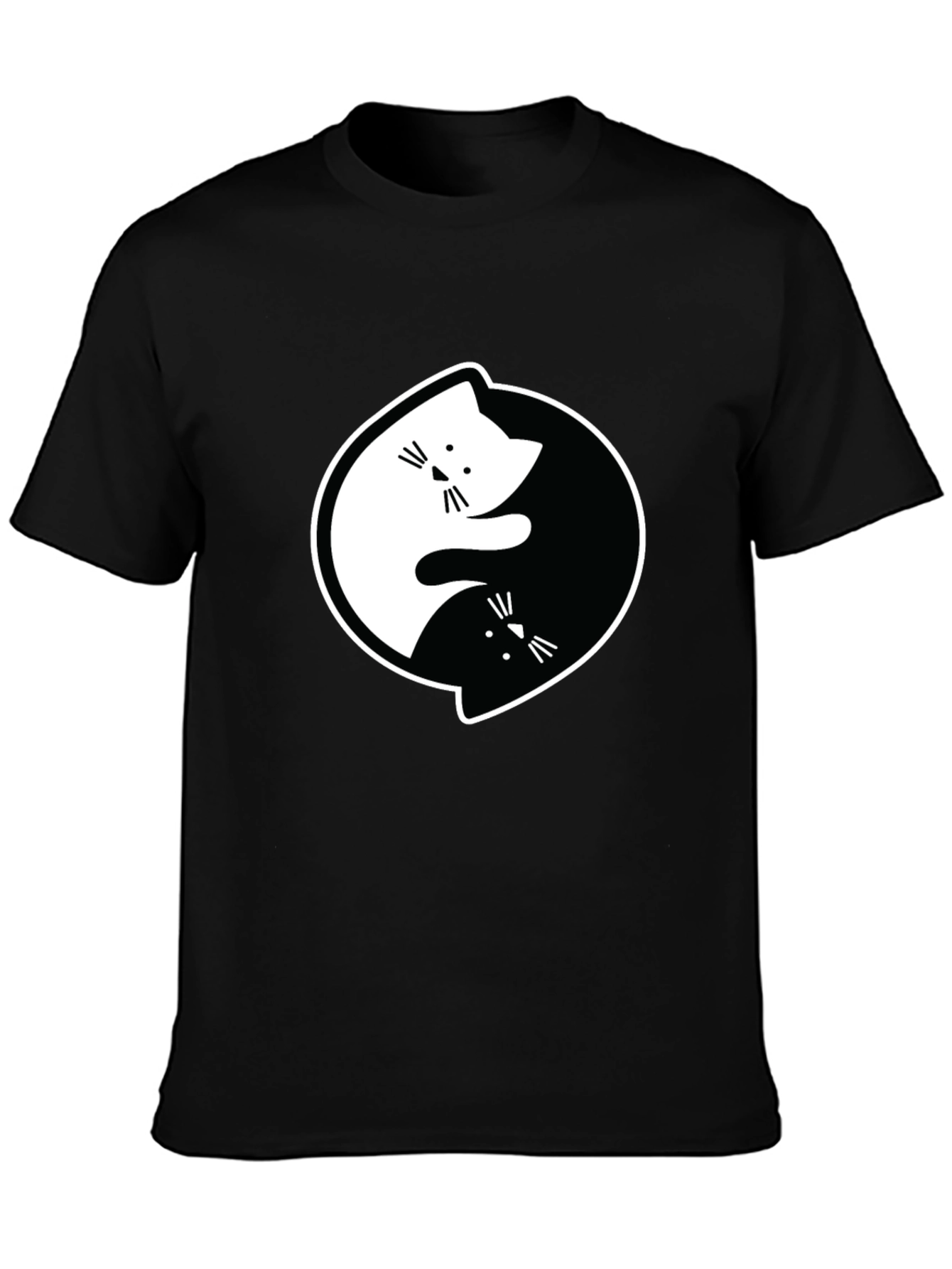Yin Yang Cats Black Graphic T-Shirt