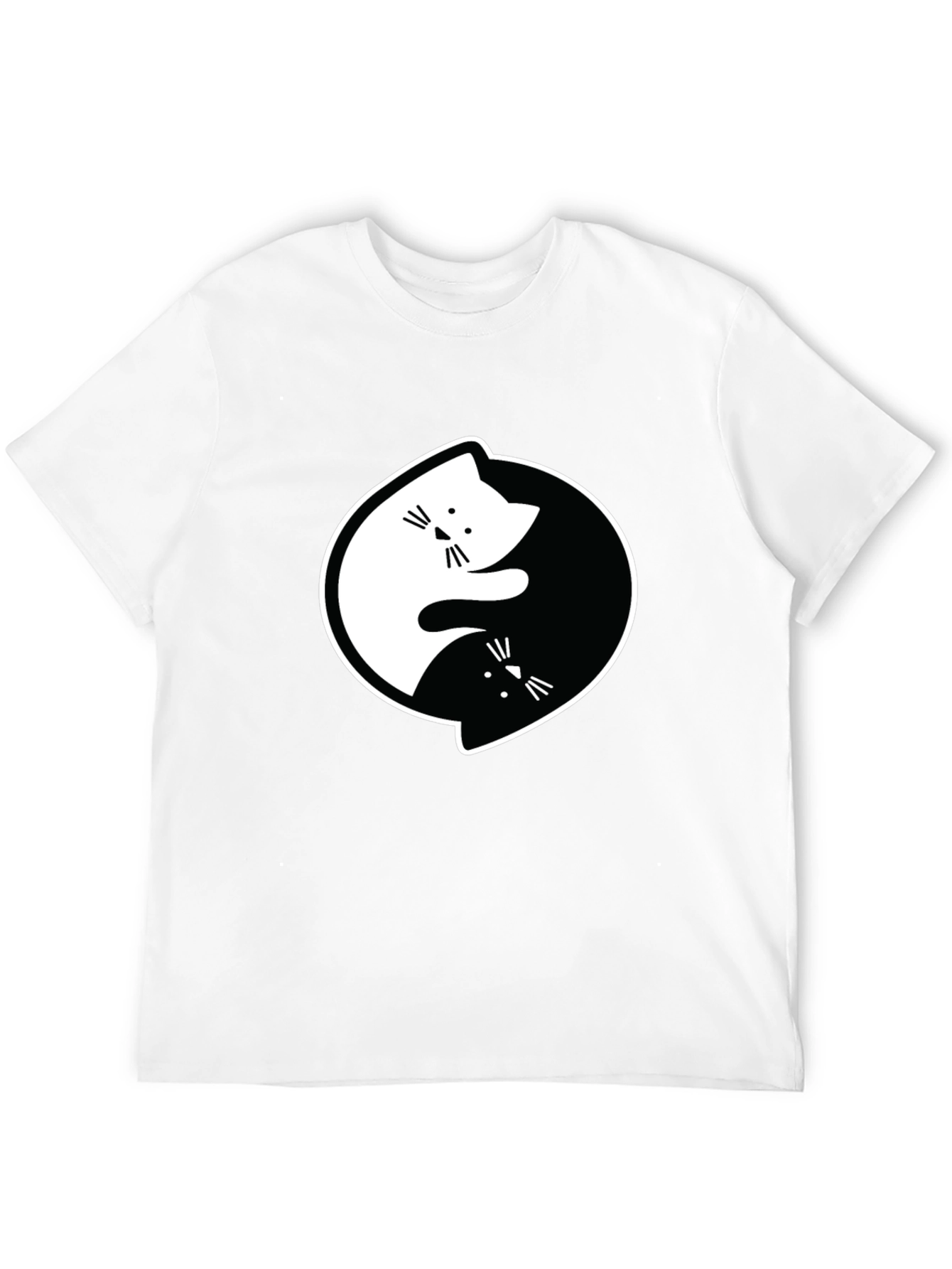 Yin Yang Cats Black Graphic T-Shirt