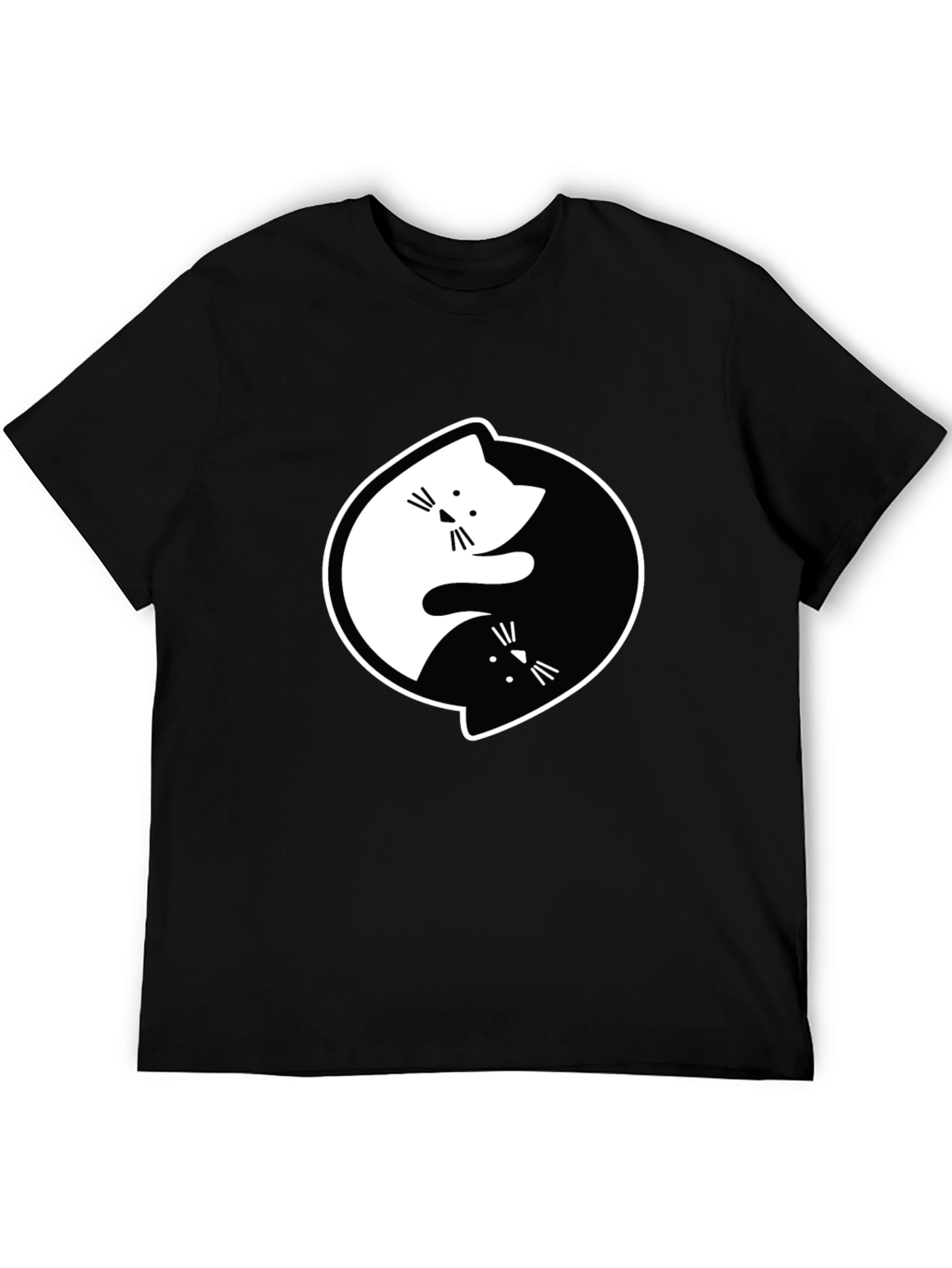 Yin Yang Cats Black Graphic T-Shirt
