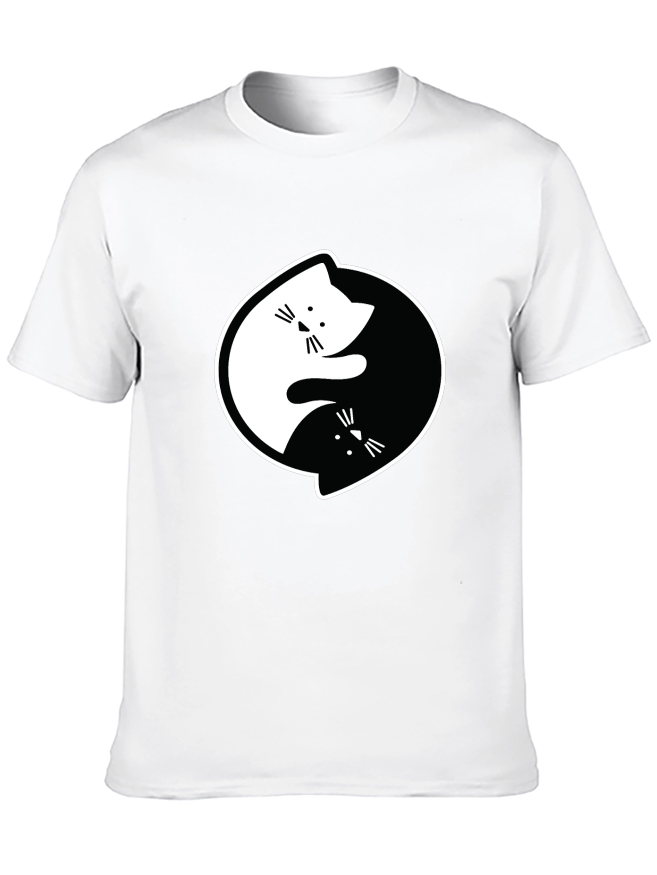 Yin Yang Cats Black Graphic T-Shirt
