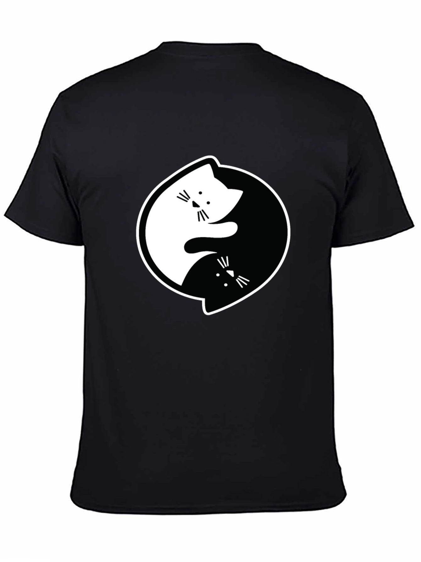 Yin Yang Cats Black Graphic T-Shirt