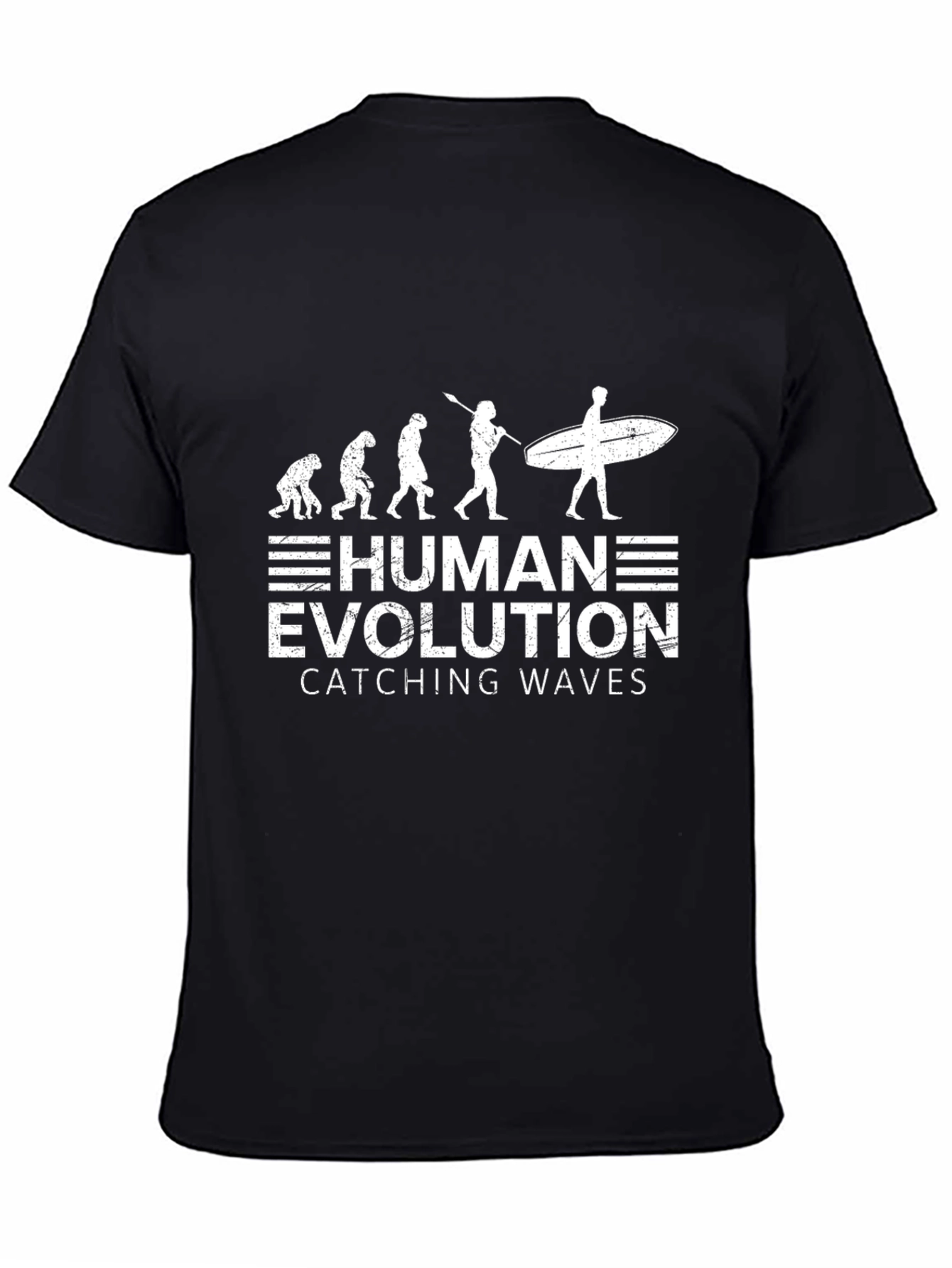 Human Evolution Surfing Graphic Tee - Black