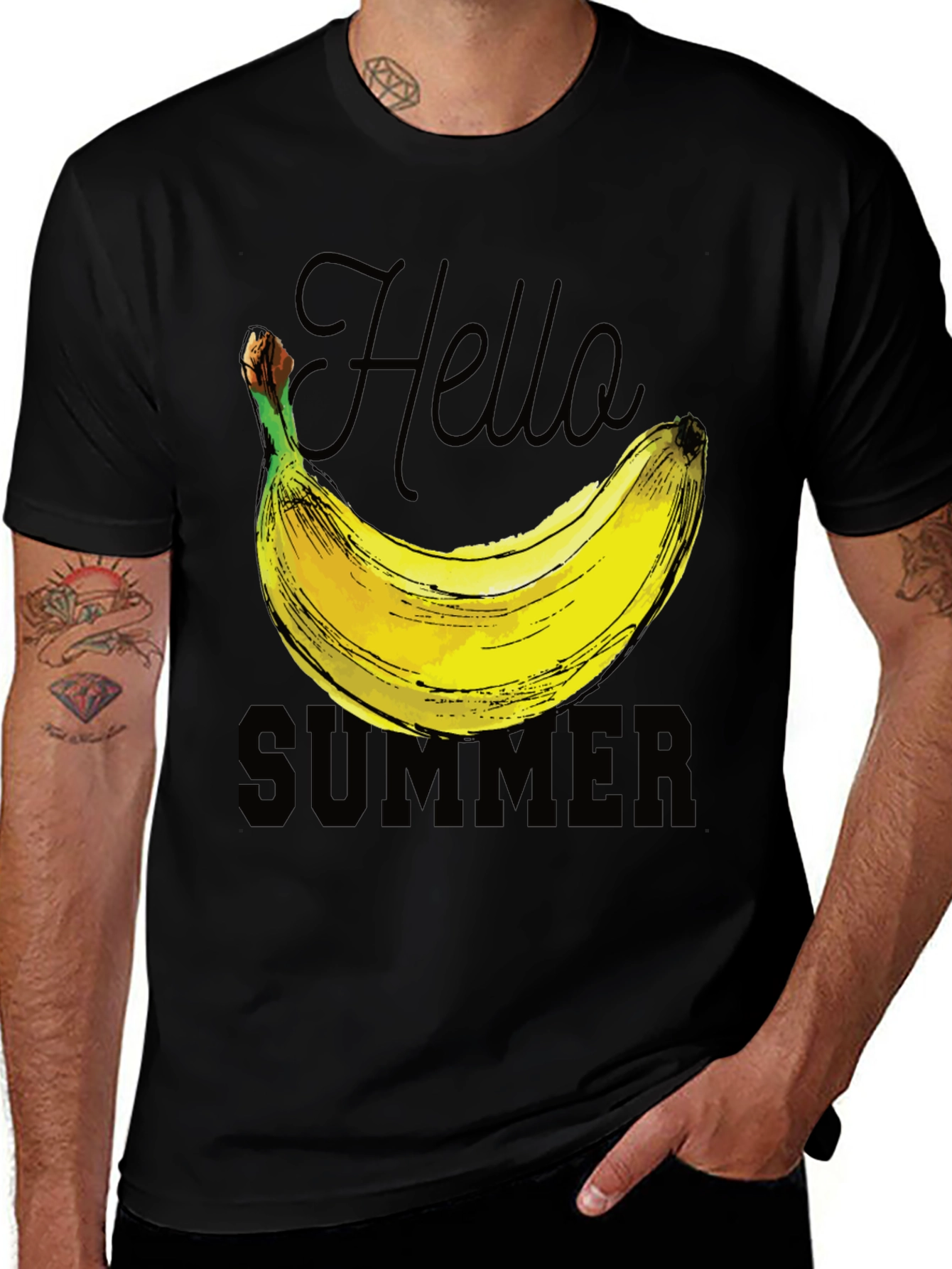 Hello Summer Banana Graphic T-Shirt