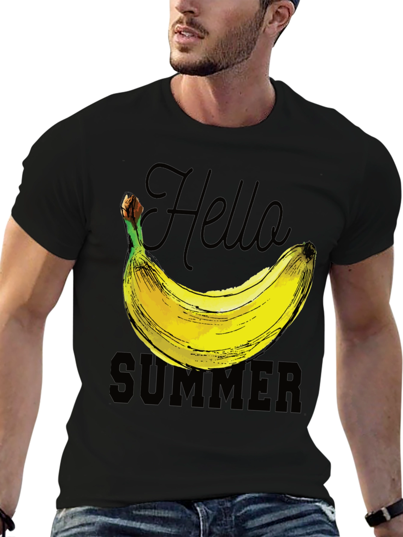 Hello Summer Banana Graphic T-Shirt