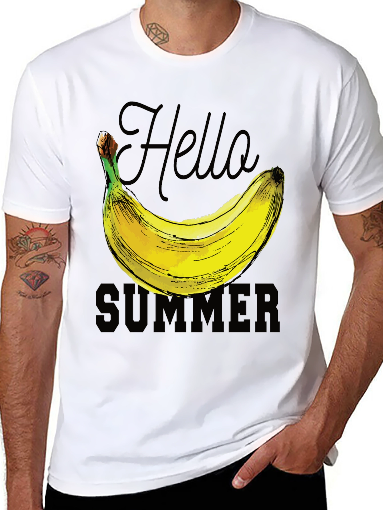 Hello Summer Banana Graphic T-Shirt