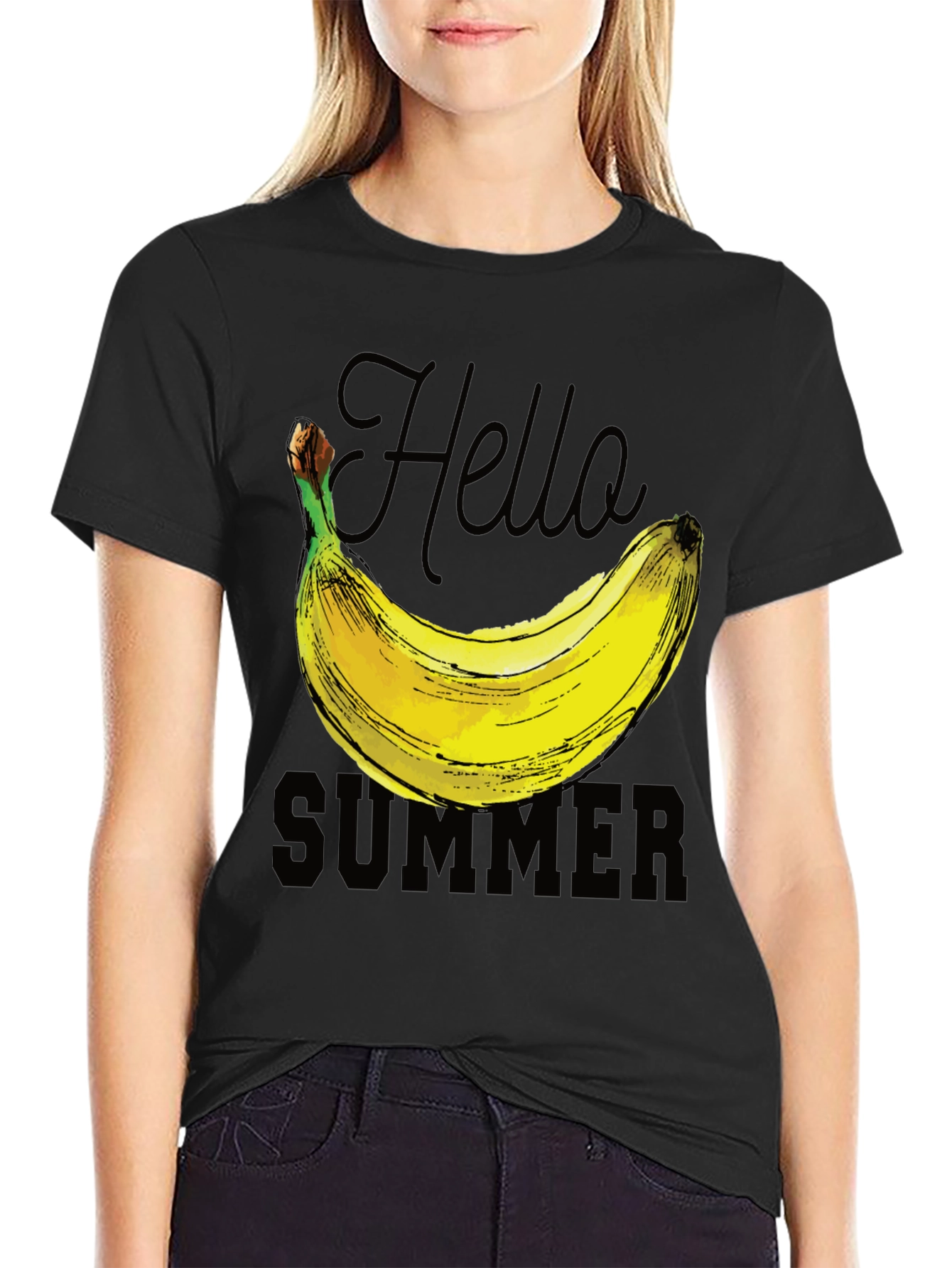 Hello Summer Banana Graphic T-Shirt