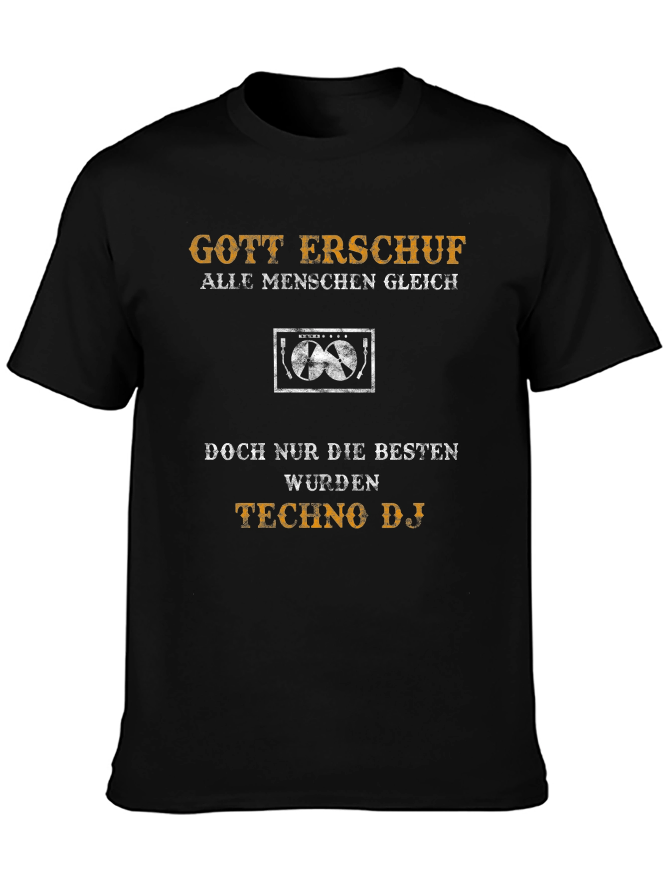 Gott Erschuf Techno DJ Black T-Shirt