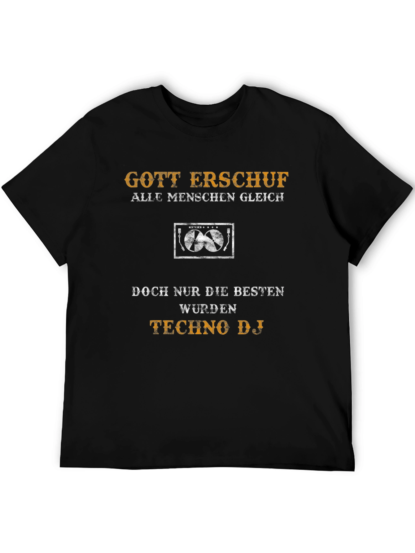 Gott Erschuf Techno DJ Black T-Shirt