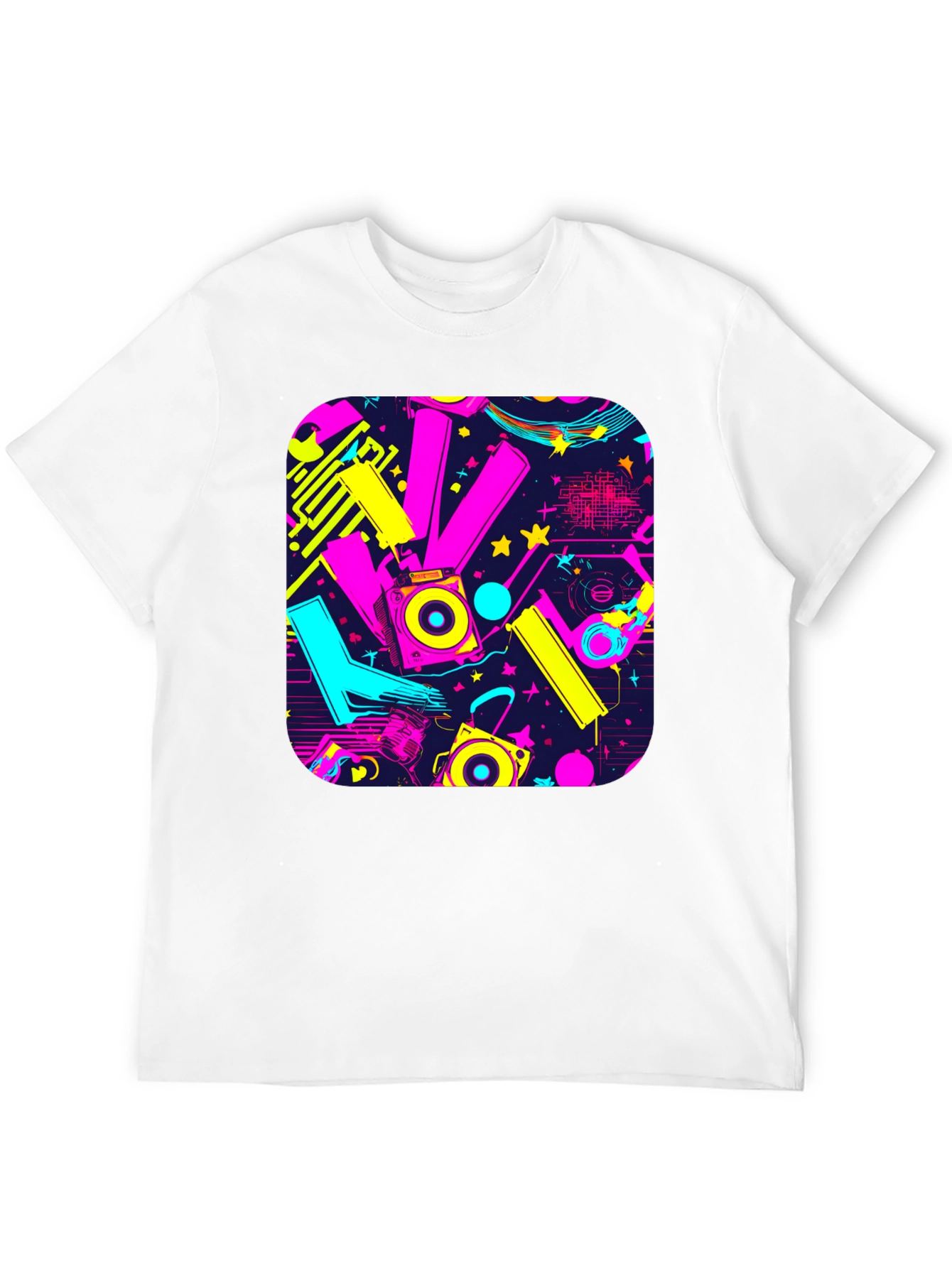 Retro 80s Synthwave Style Black Graphic Tee