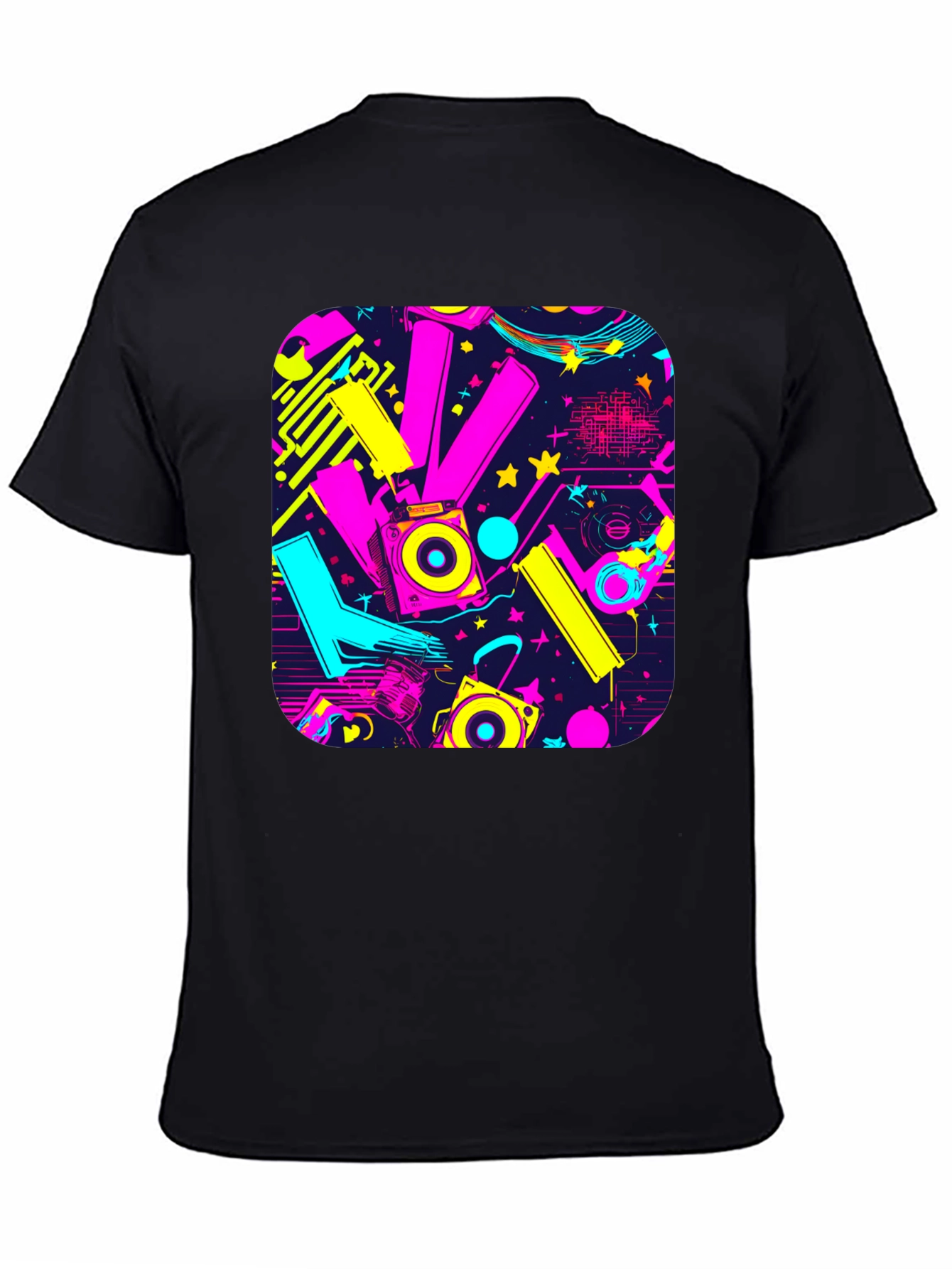 Retro 80s Synthwave Style Black Graphic Tee