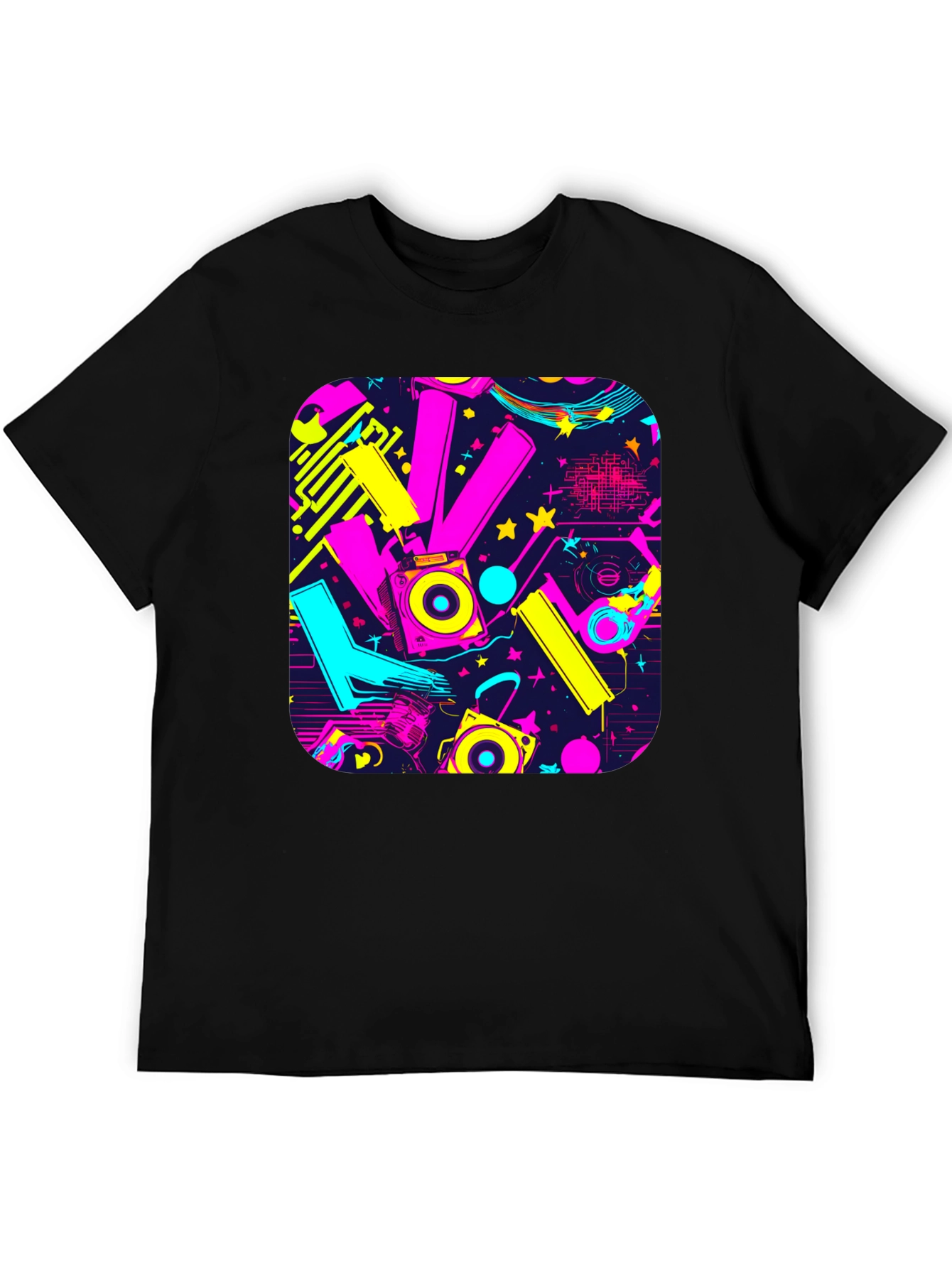 Retro 80s Synthwave Style Black Graphic Tee