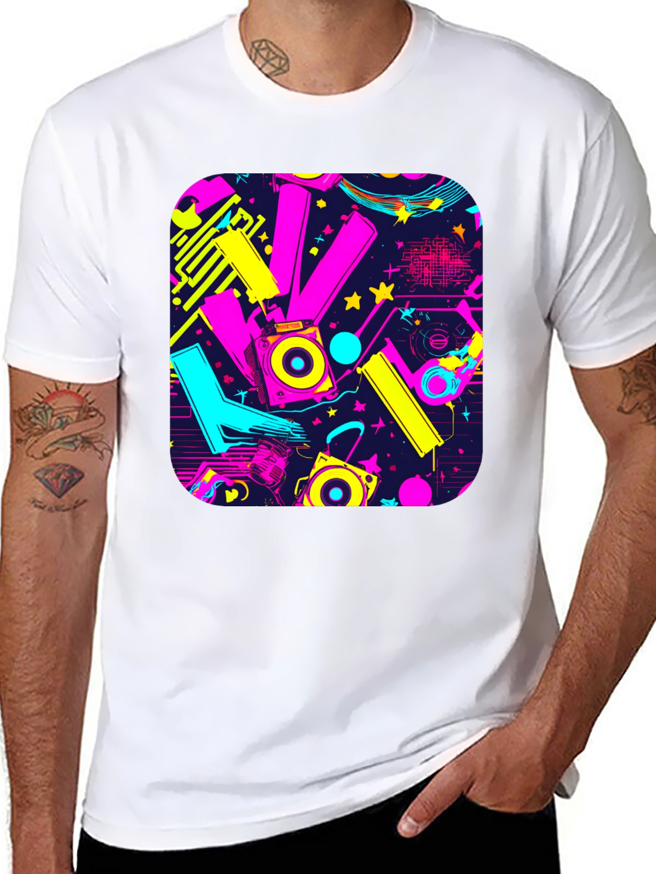 Retro 80s Synthwave Style Black Graphic Tee