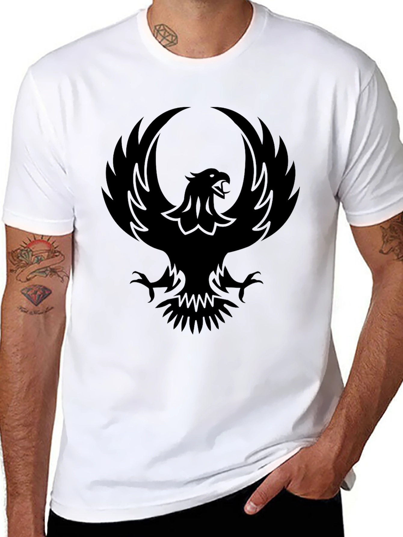 Phoenix Graphic Print T-Shirt - Bold Black Tee