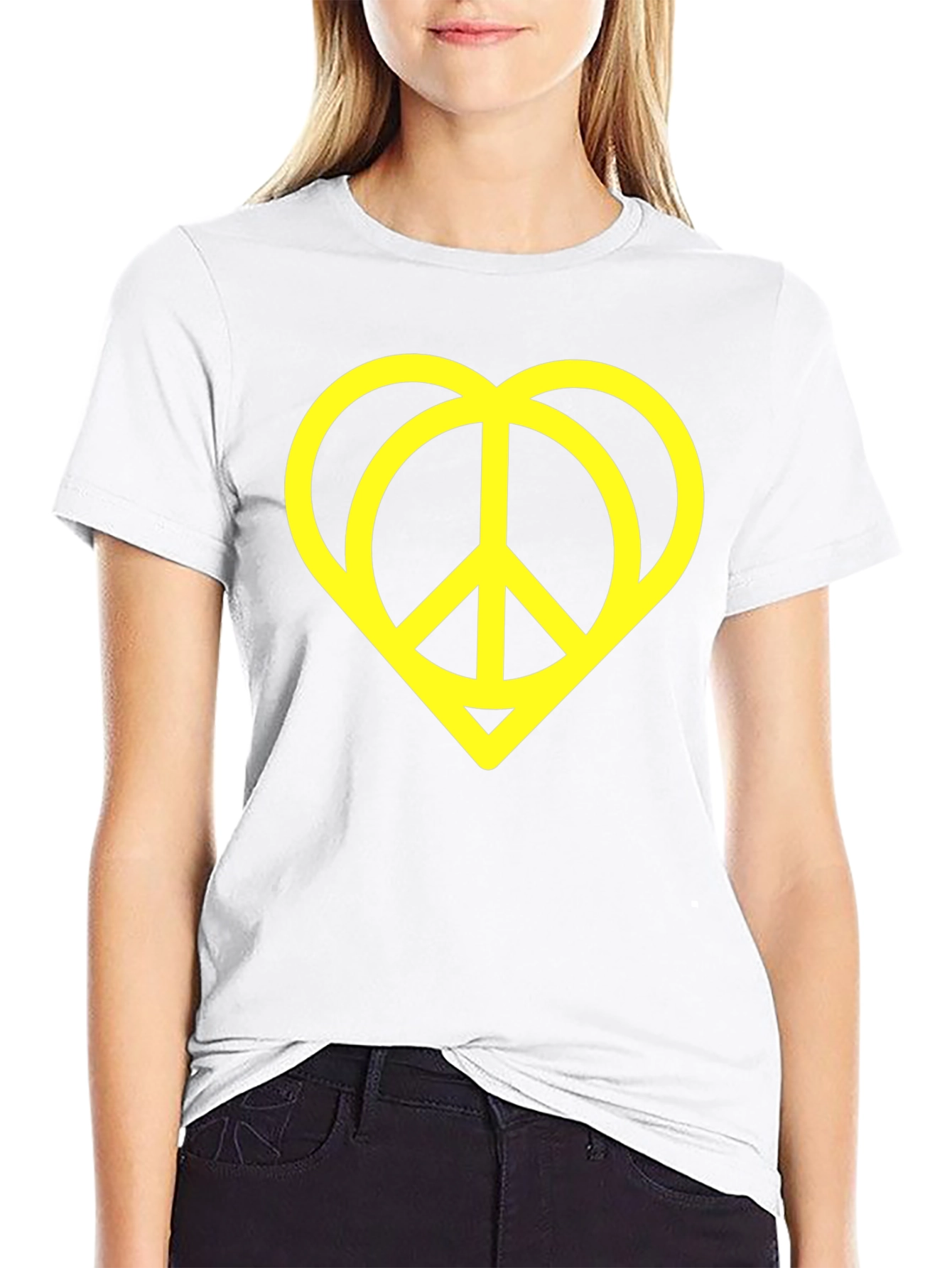 Peace & Love Heart Graphic Tee - Black