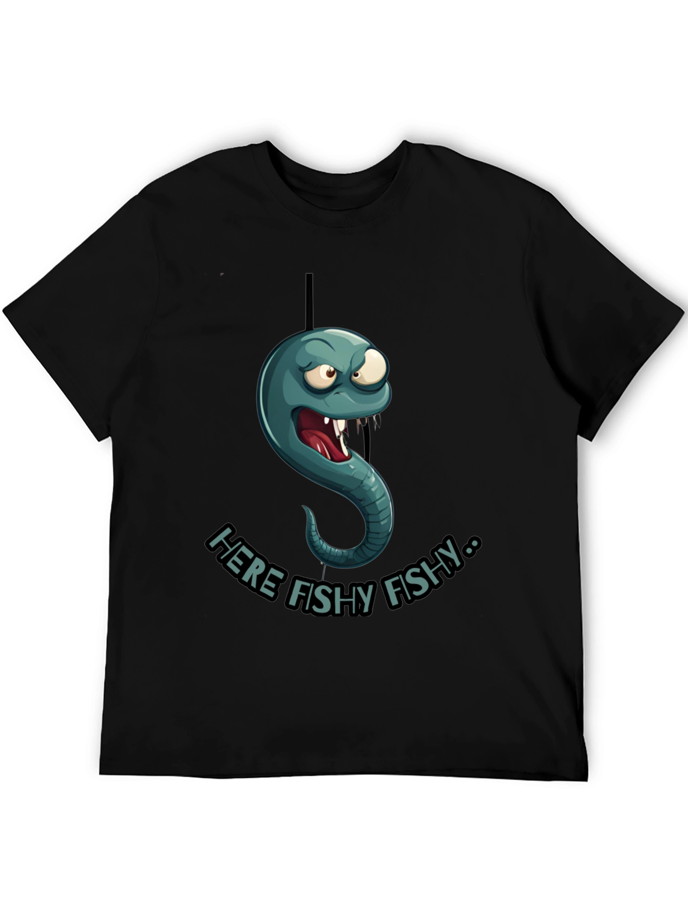 Here Fishy Fishy Worm Graphic T-Shirt