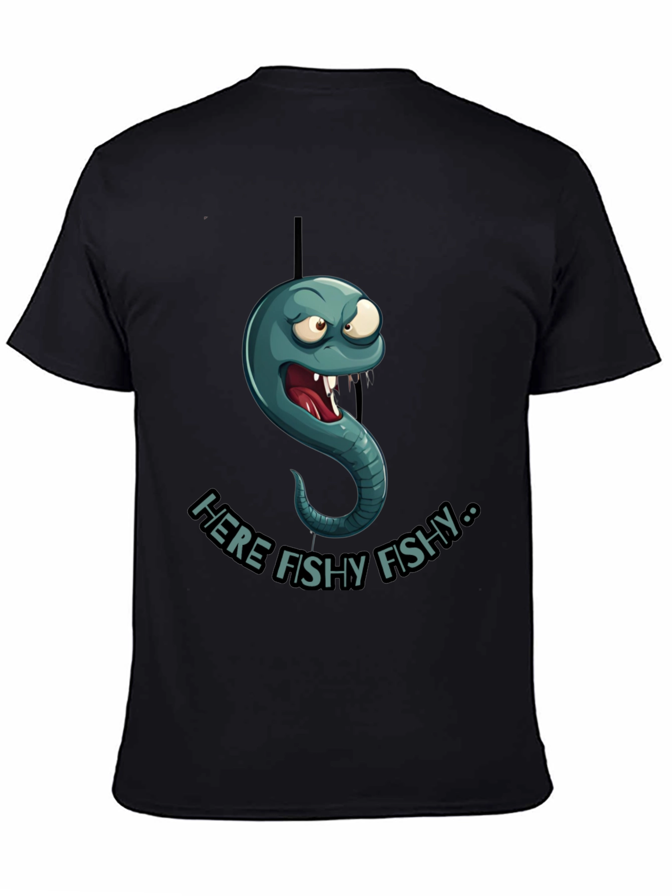 Here Fishy Fishy Worm Graphic T-Shirt