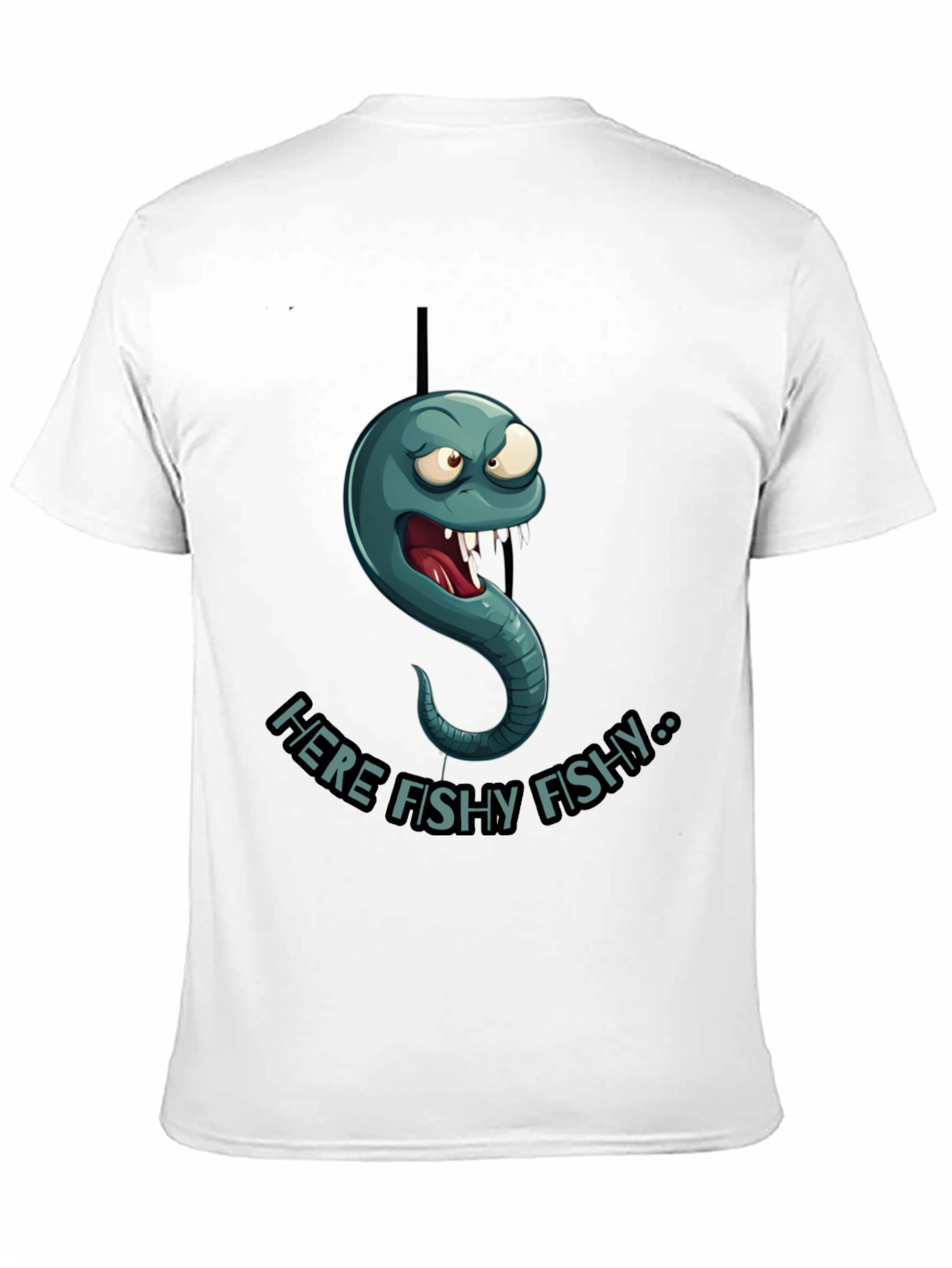 Here Fishy Fishy Worm Graphic T-Shirt