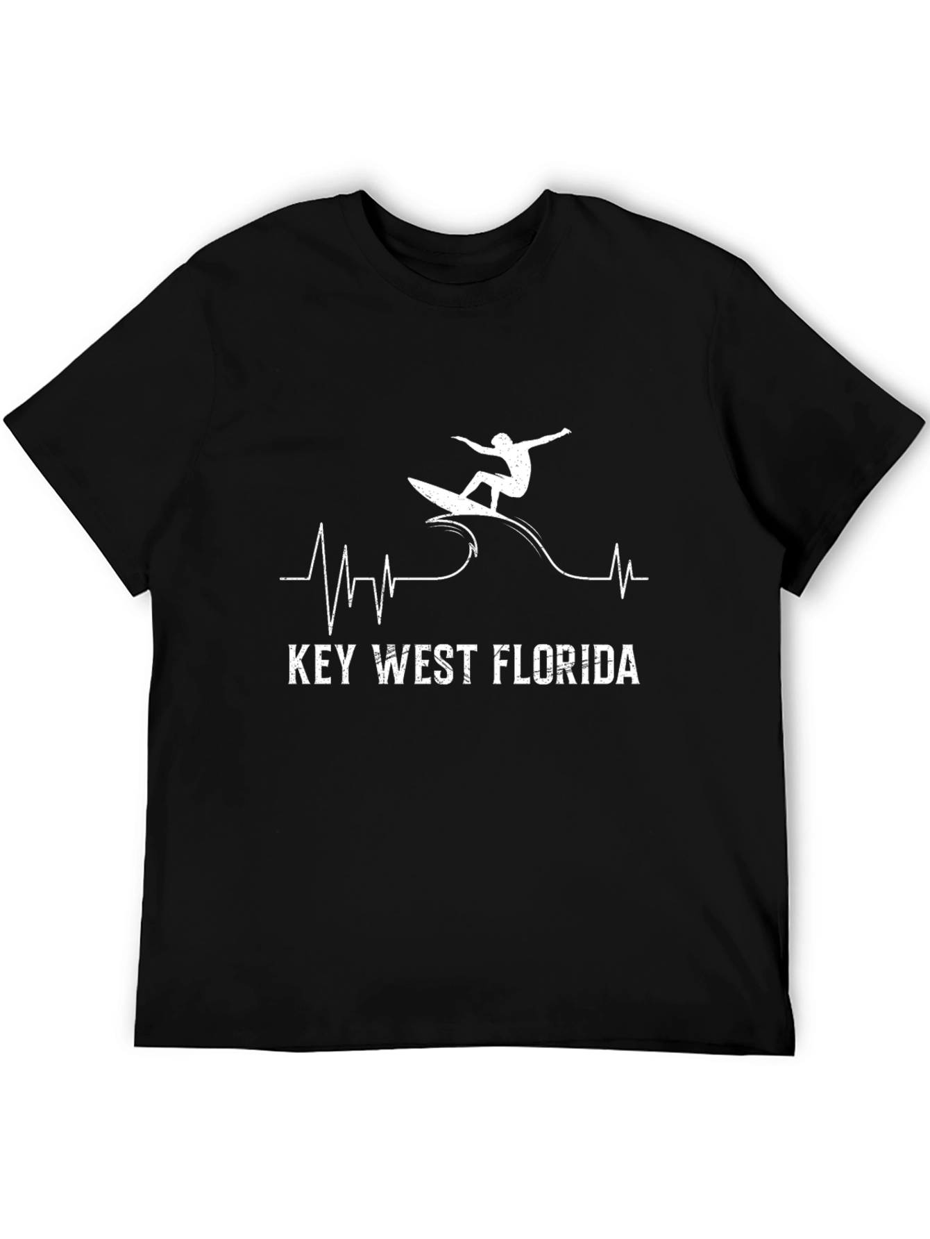 Key West Florida Surfer Heartbeat Graphic Tee