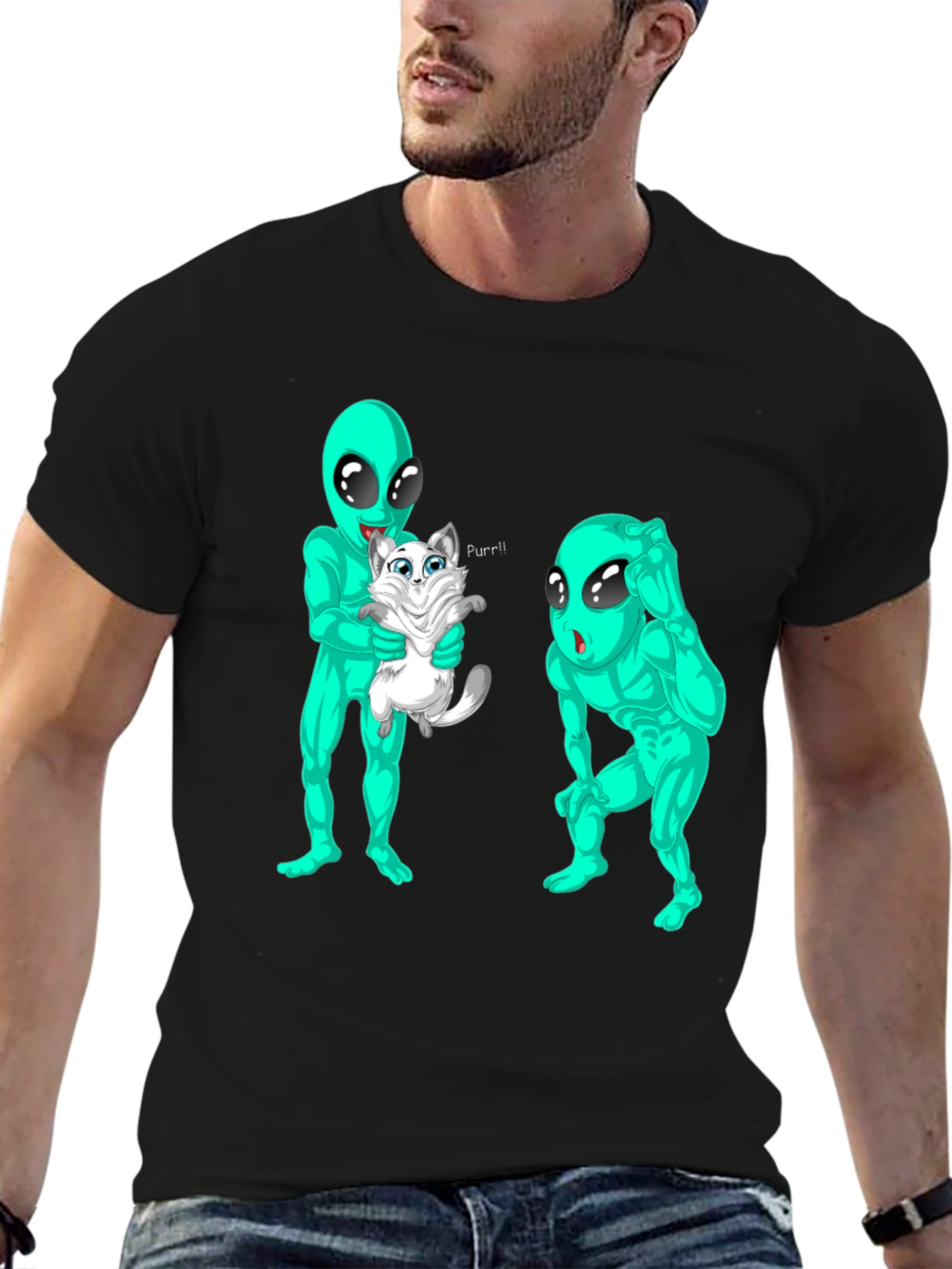 Alien Abduction Cat Purr T-Shirt