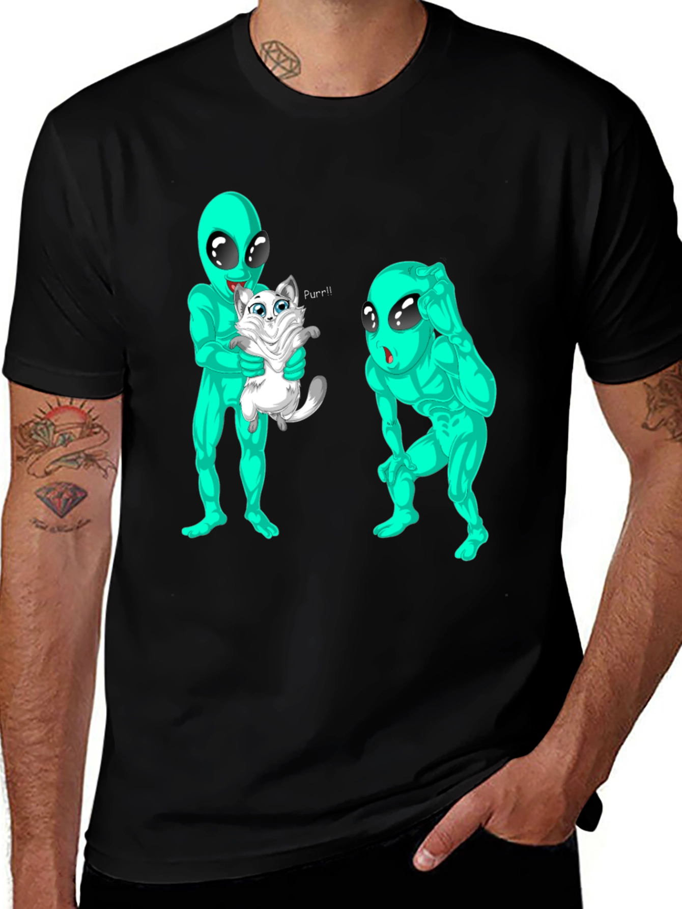 Alien Abduction Cat Purr T-Shirt