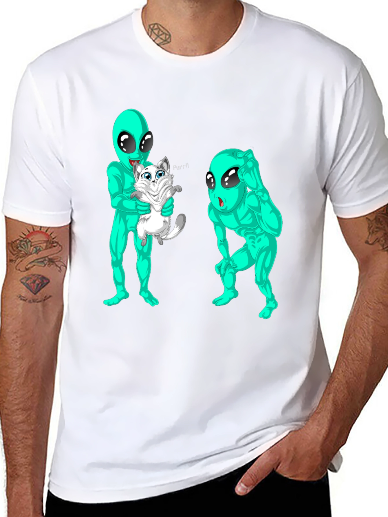 Alien Abduction Cat Purr T-Shirt