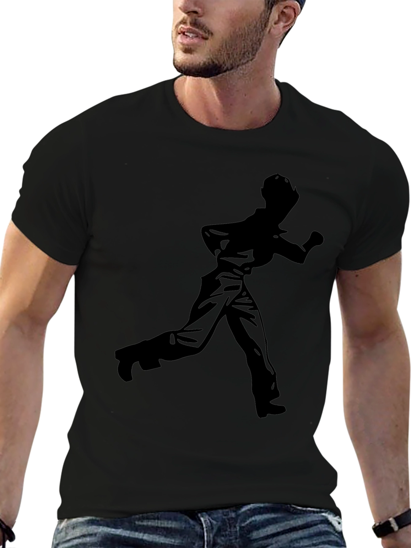 Retro Silhouette Graphic Tee - Stylish Black T-Shirt