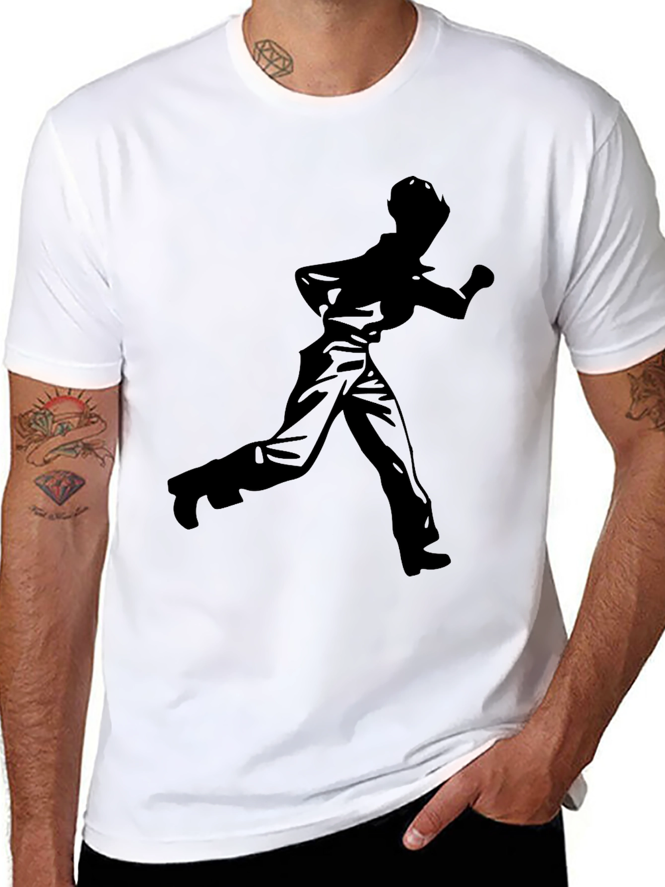 Retro Silhouette Graphic Tee - Stylish Black T-Shirt