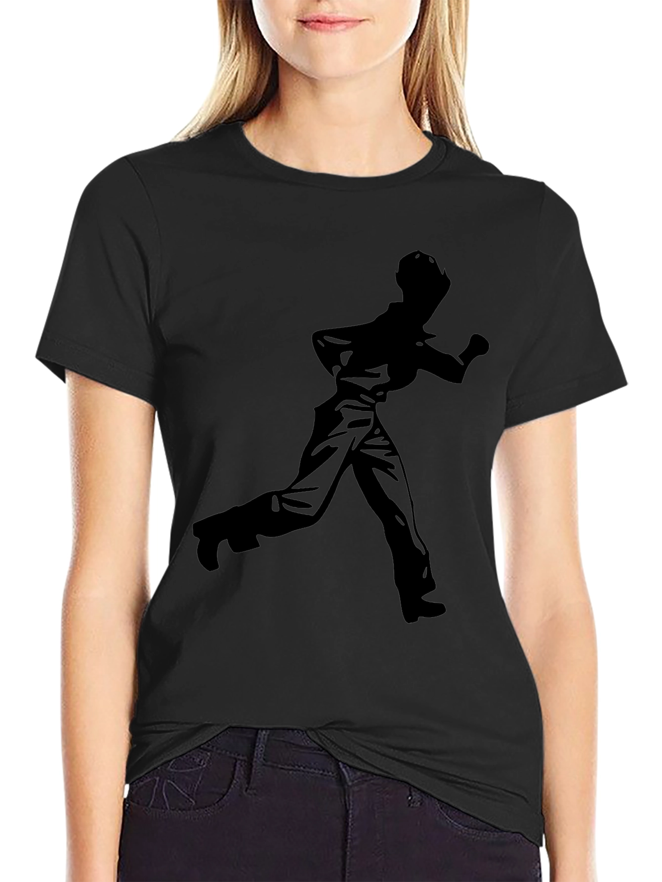 Retro Silhouette Graphic Tee - Stylish Black T-Shirt