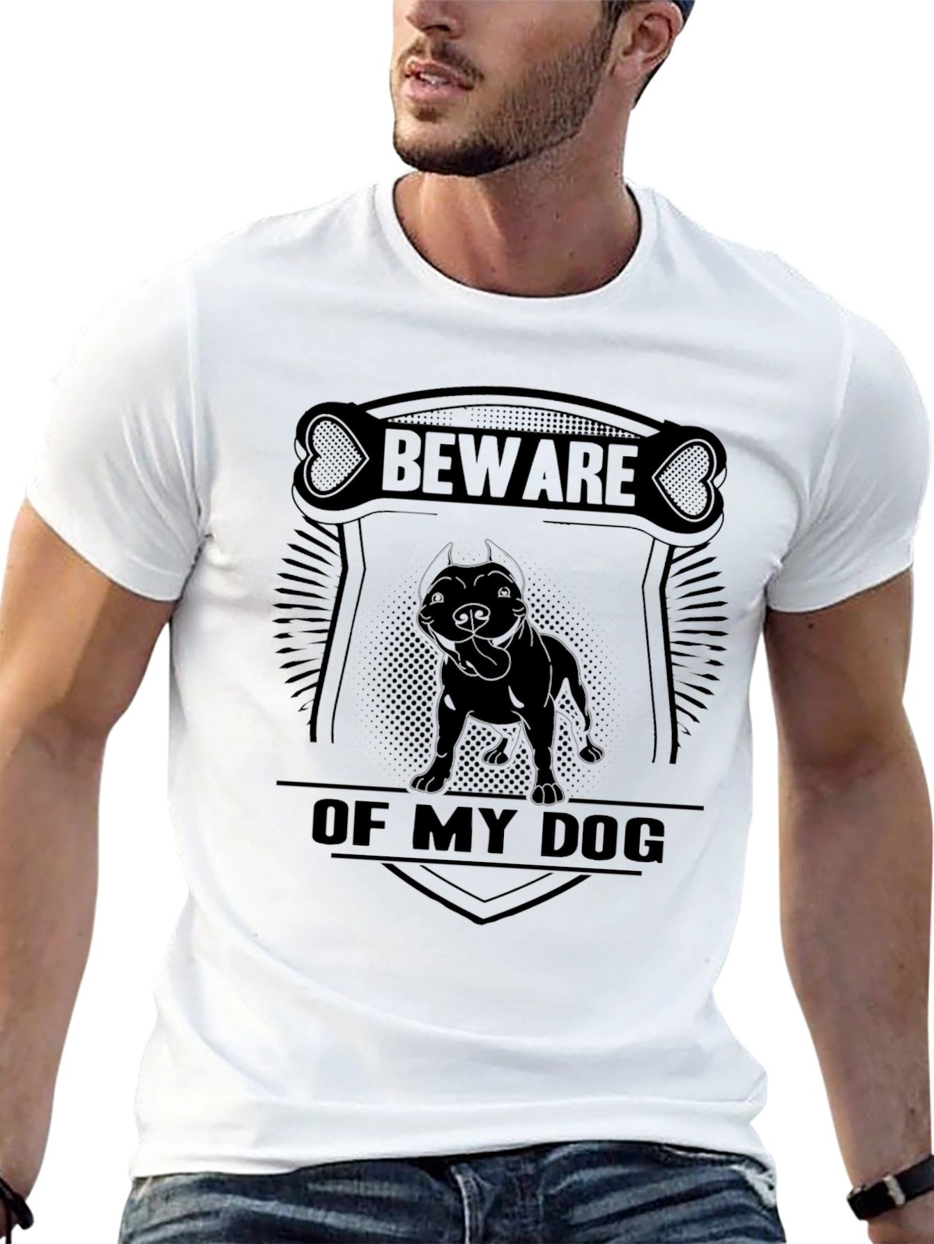 Beware of Dog T-Shirt Pitbull Graphic Tee