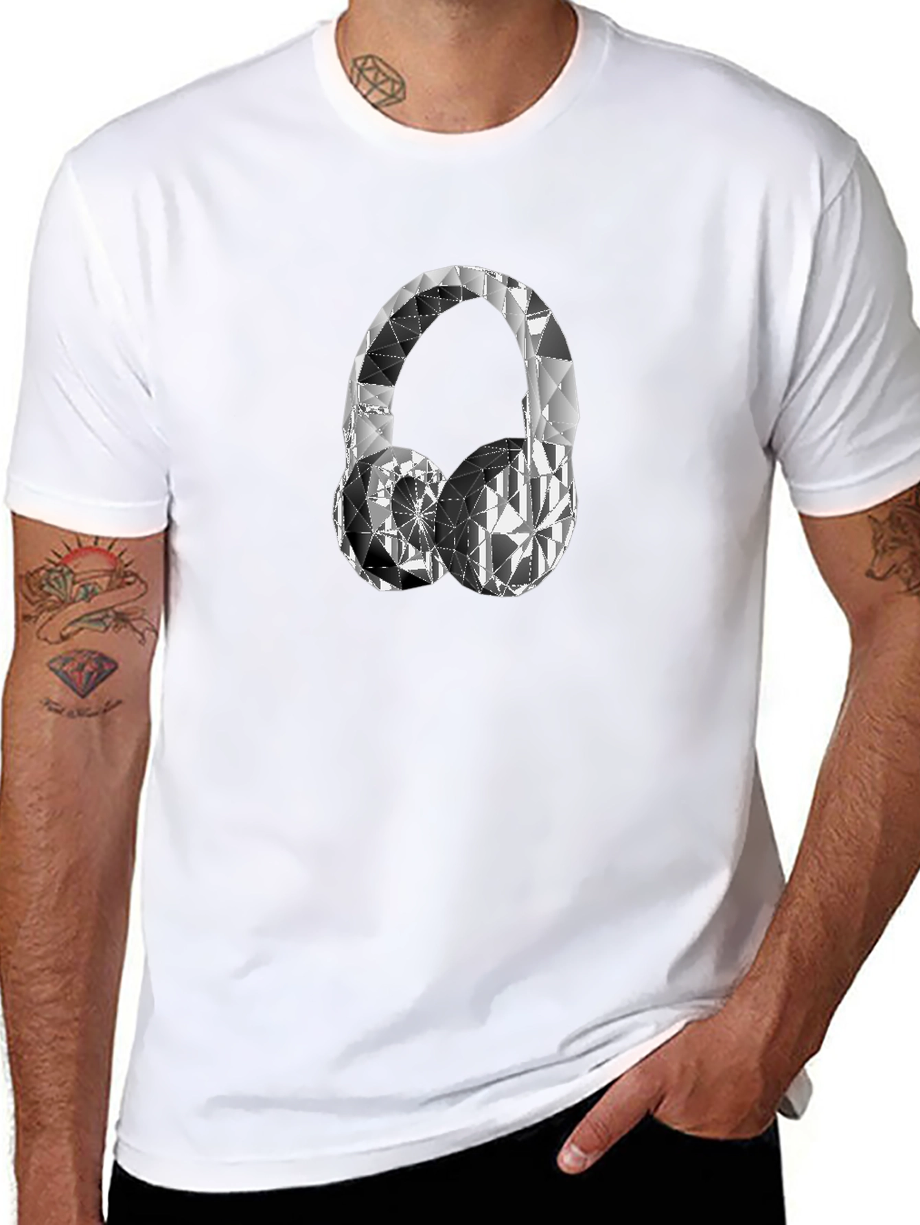 Geometric Diamond Headphones T-Shirt