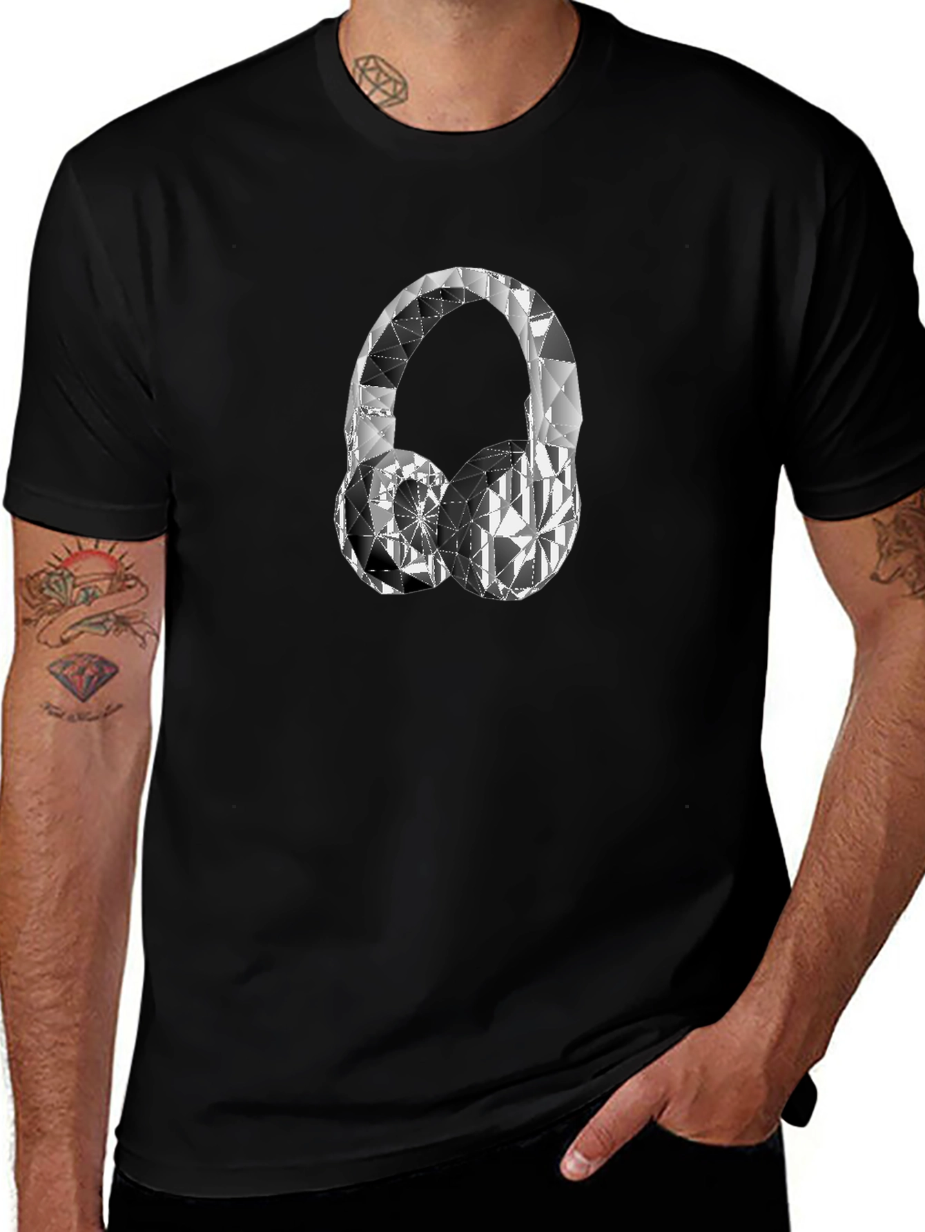Geometric Diamond Headphones T-Shirt