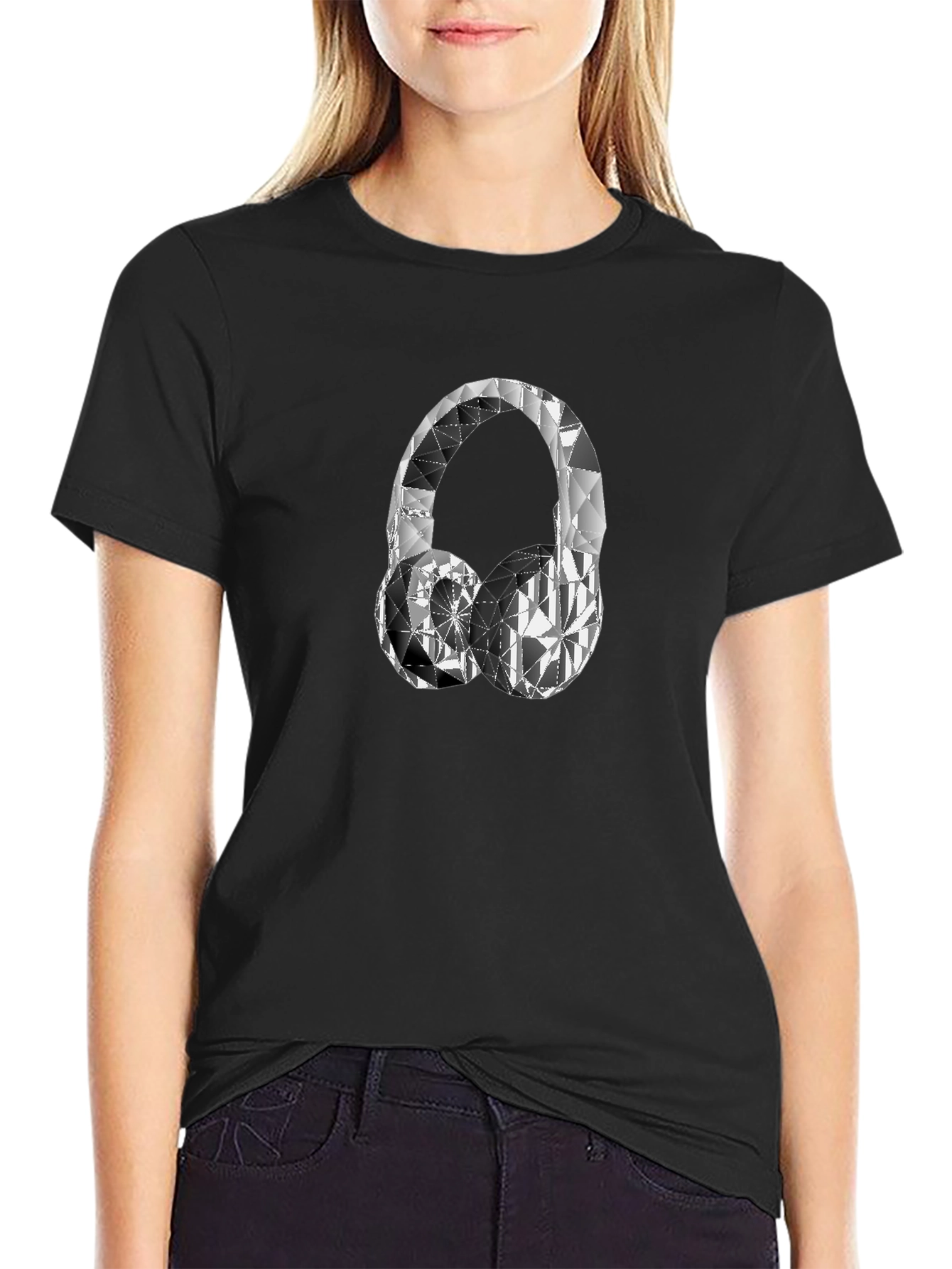 Geometric Diamond Headphones T-Shirt