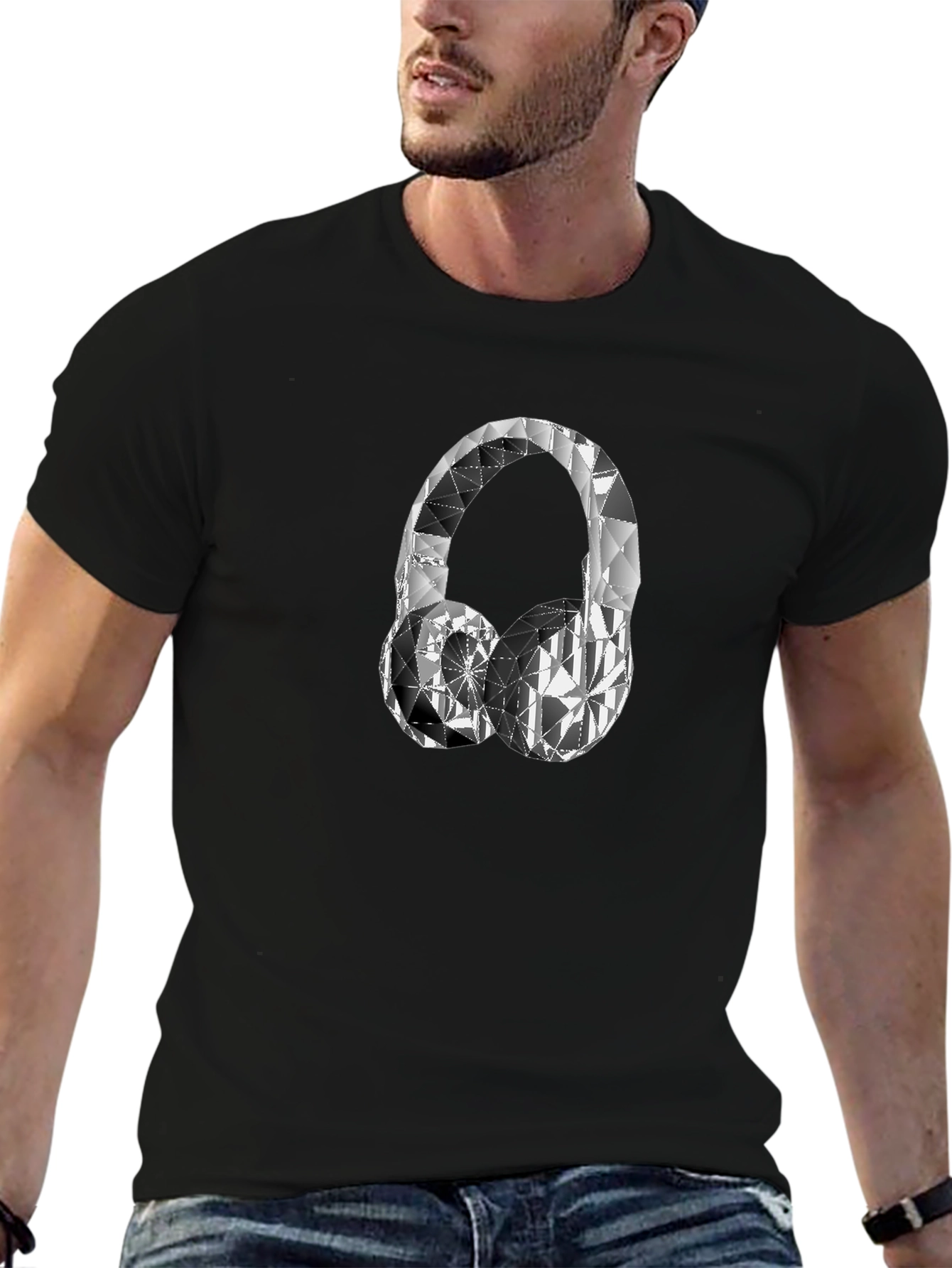 Geometric Diamond Headphones T-Shirt