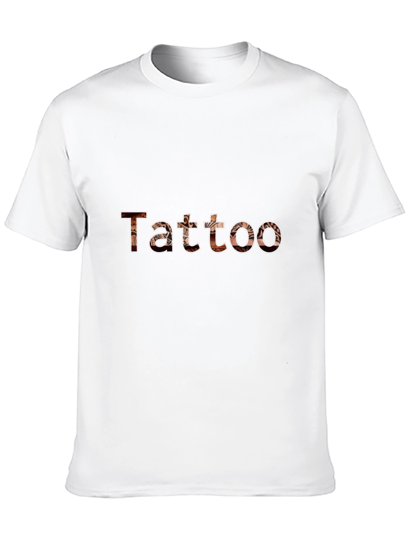 Tattoo Print Crew Neck Short Sleeve Black T-Shirt