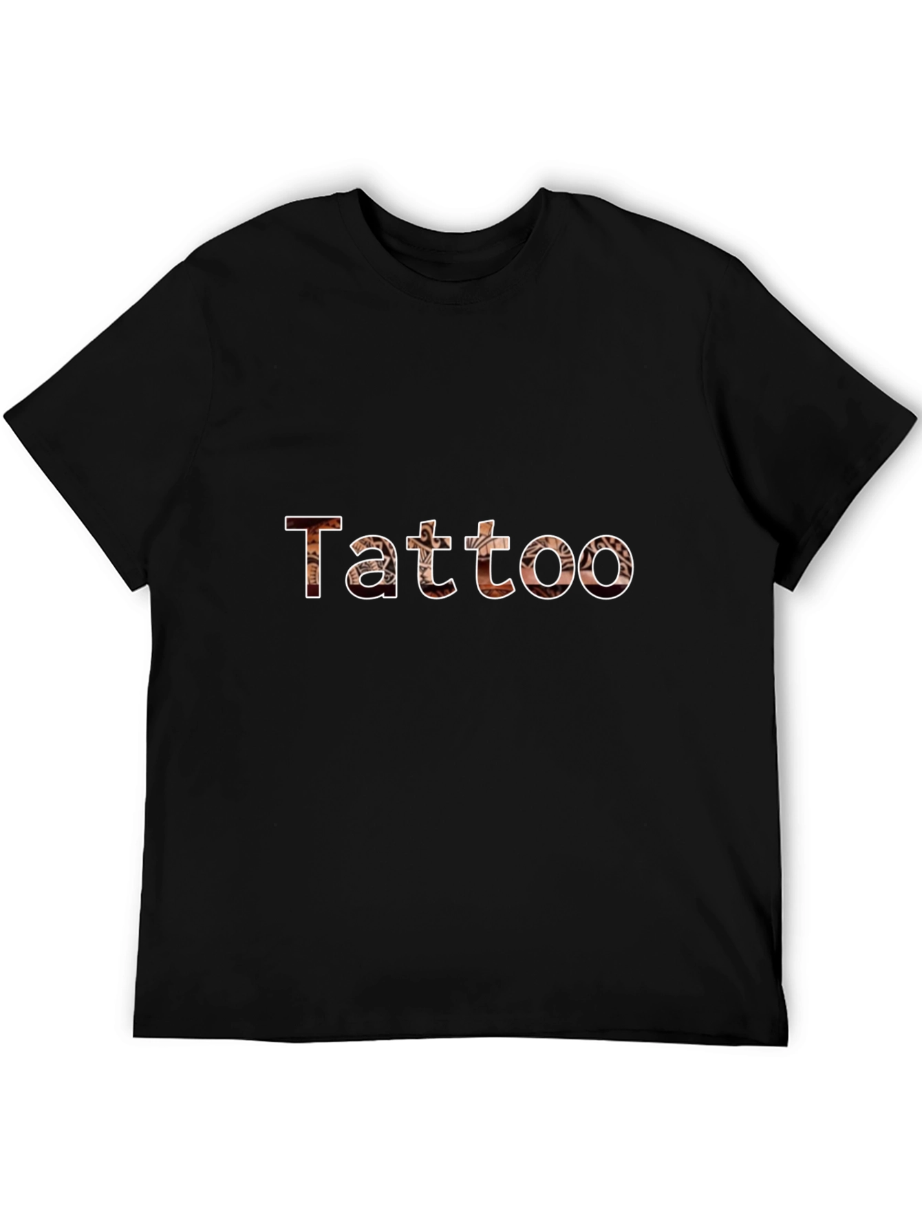 Tattoo Print Crew Neck Short Sleeve Black T-Shirt
