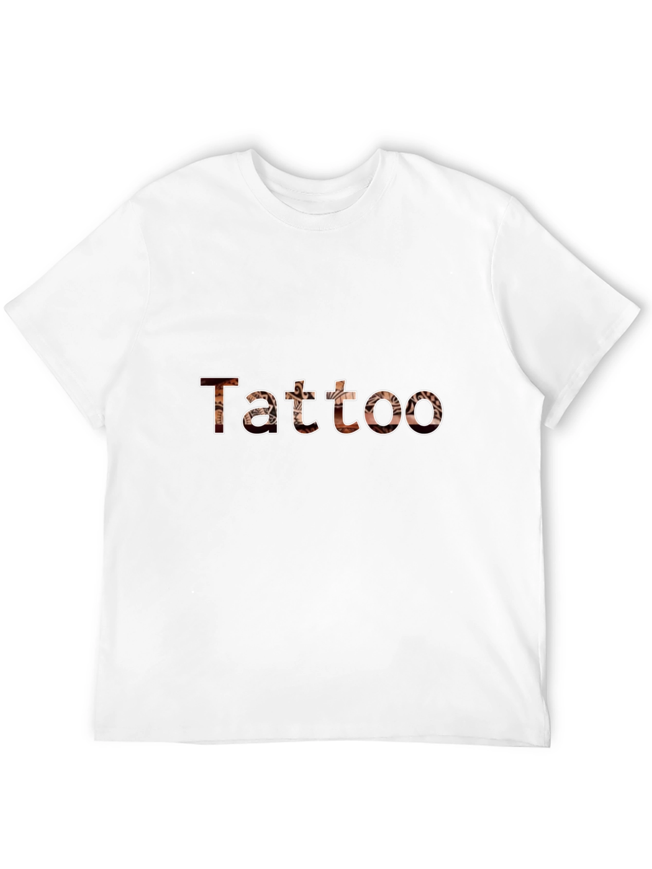Tattoo Print Crew Neck Short Sleeve Black T-Shirt