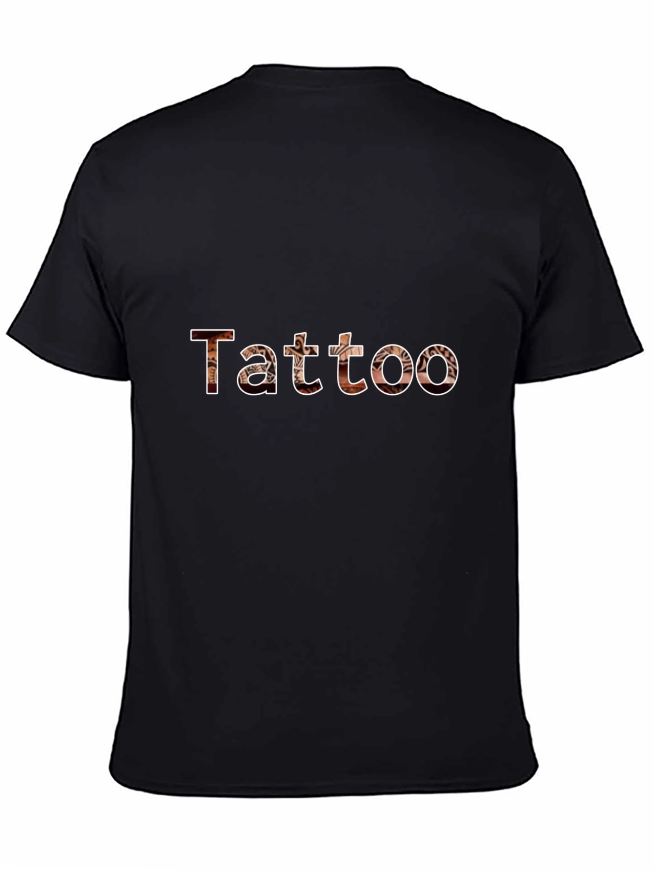 Tattoo Print Crew Neck Short Sleeve Black T-Shirt
