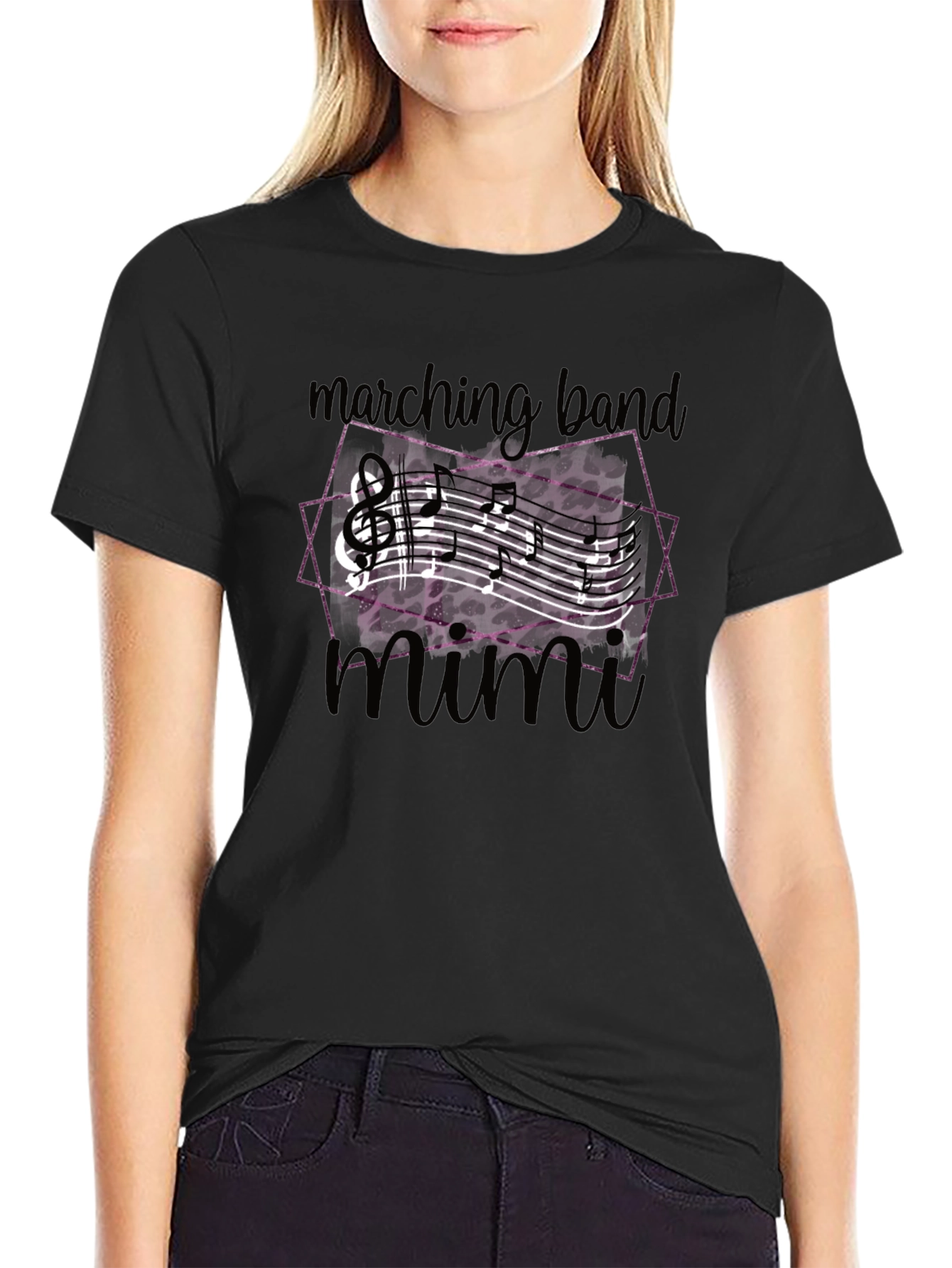 Marching Band Mimi T-Shirt - Music Notes Design