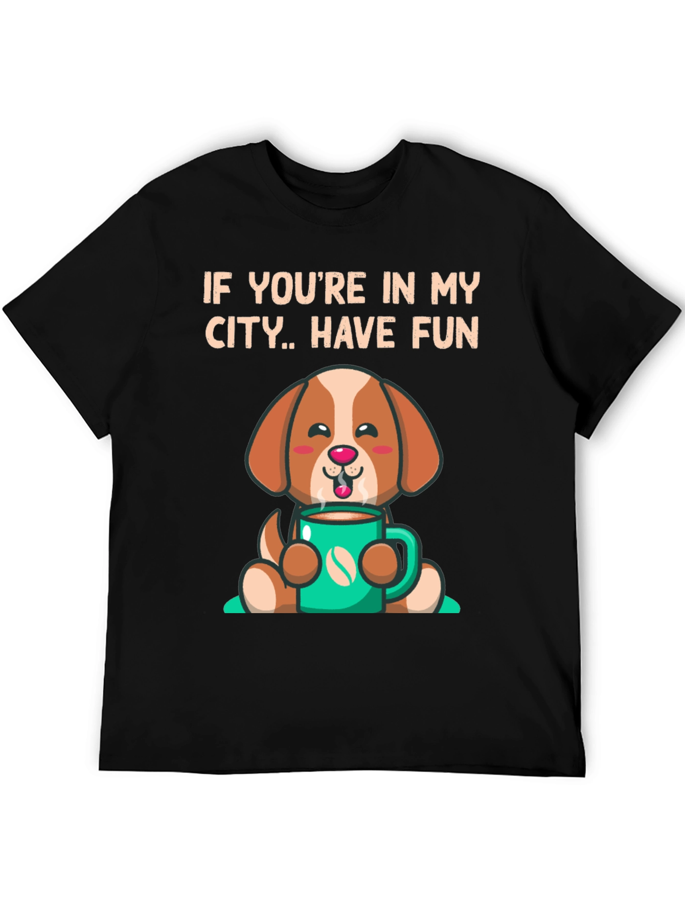 Cute Dog Coffee City T-Shirt