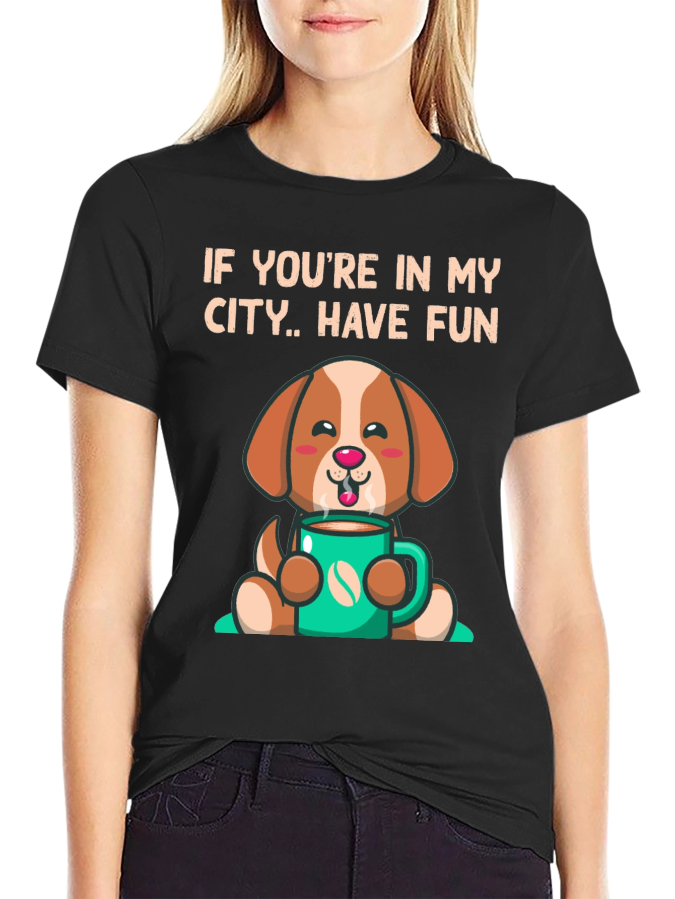 Cute Dog Coffee City T-Shirt