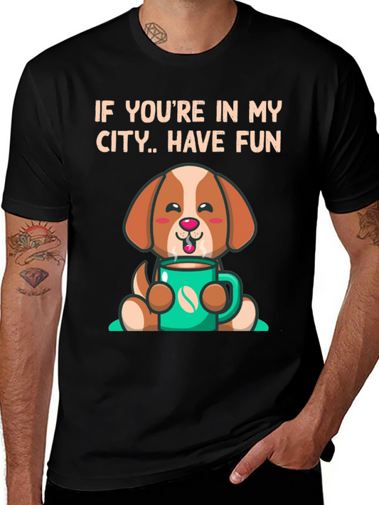 Cute Dog Coffee City T-Shirt