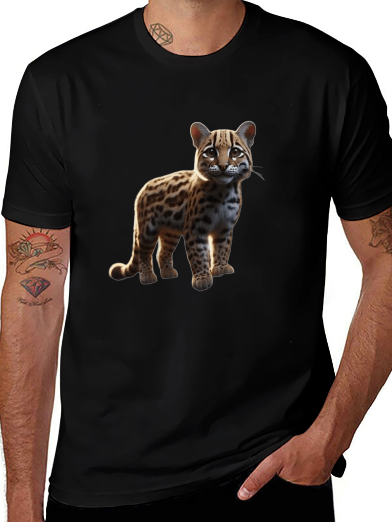 Ocelot Graphic Tee - Black Cotton