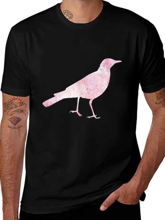 Bird Print Black T-Shirt