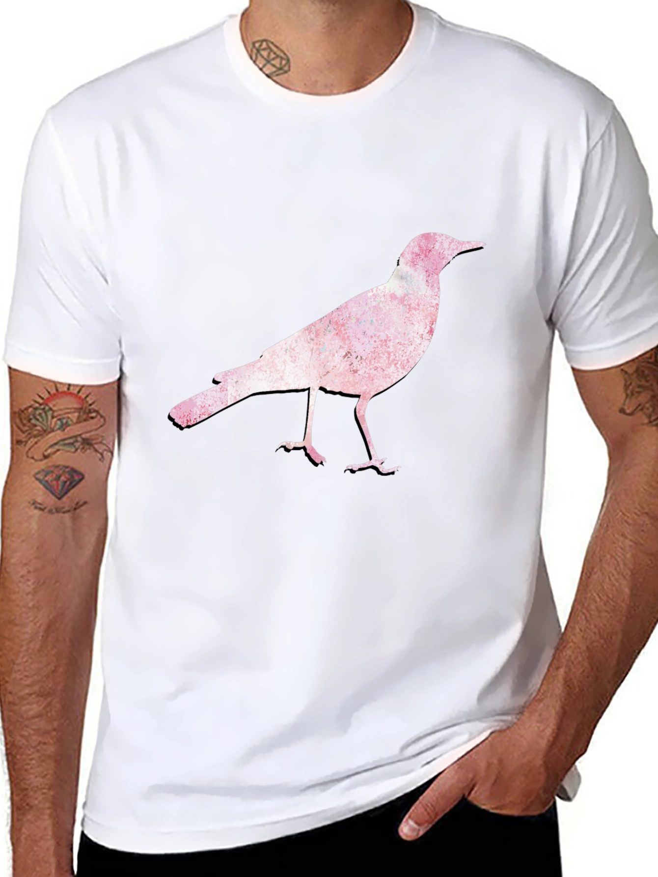 Bird Print Black T-Shirt