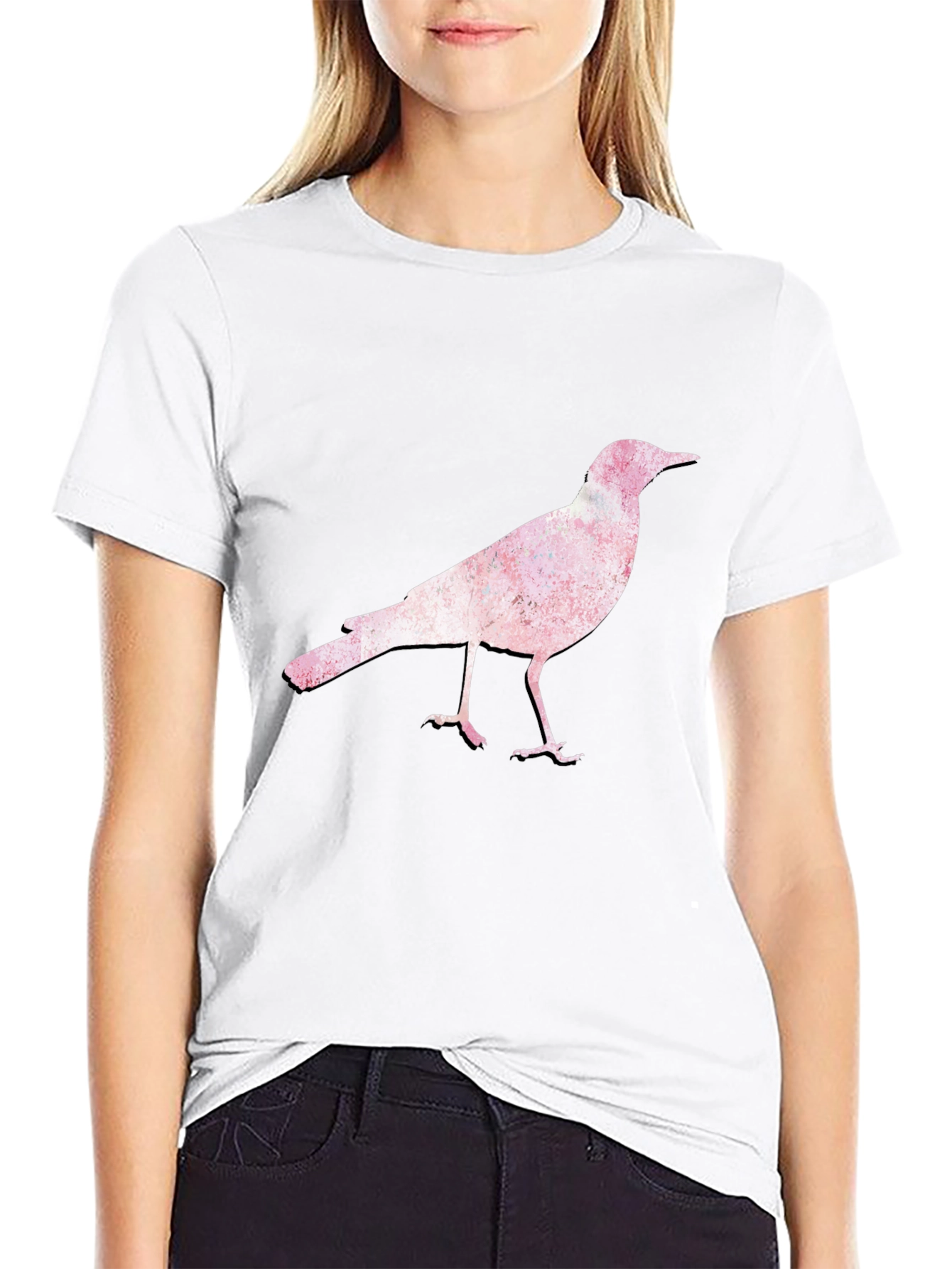 Bird Print Black T-Shirt