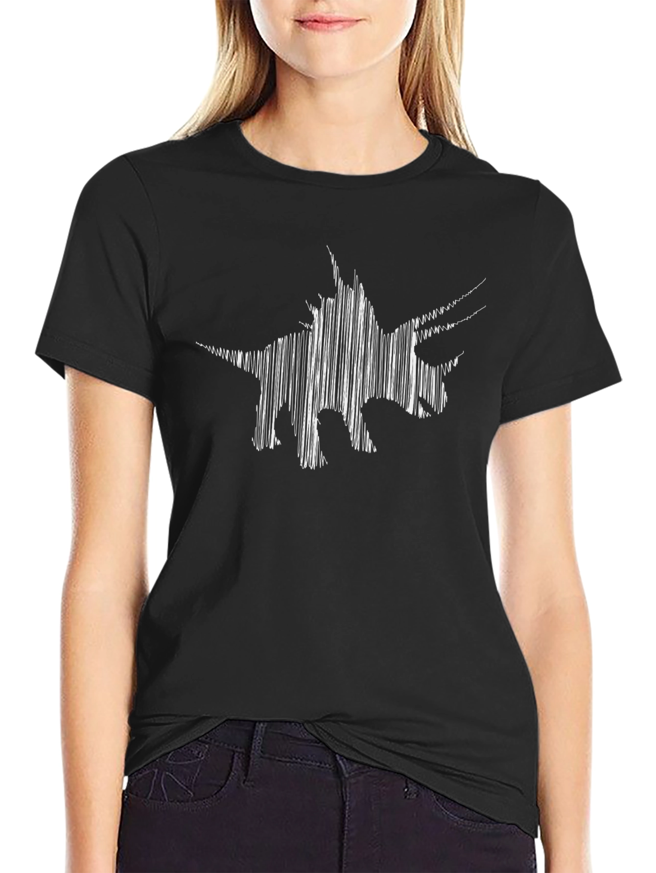Abstract Dinosaur Black T-Shirt